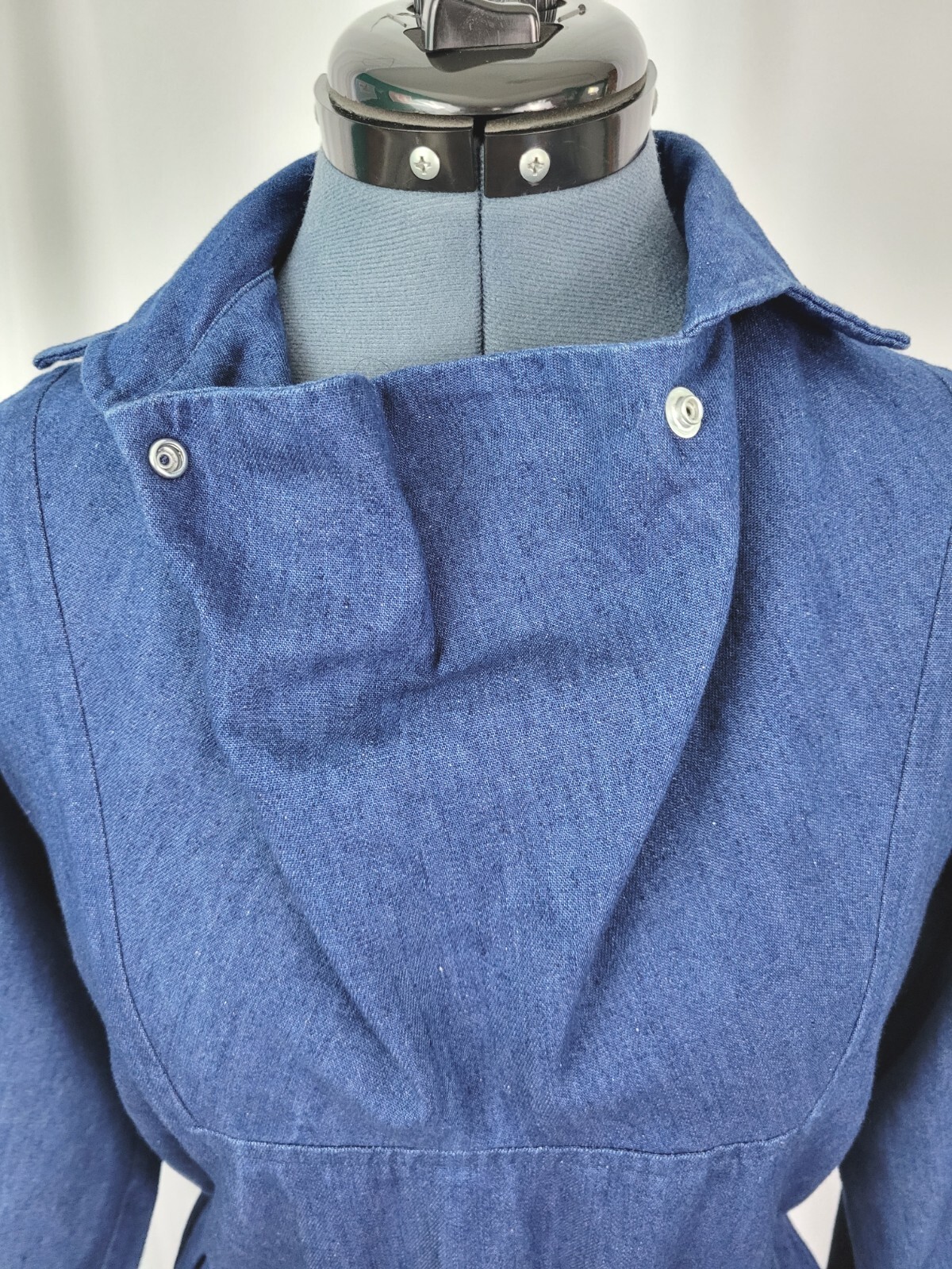 Vintage Impromptu Denim Dress w Snap Gathered Bib & Elastic Waist Size 9/10