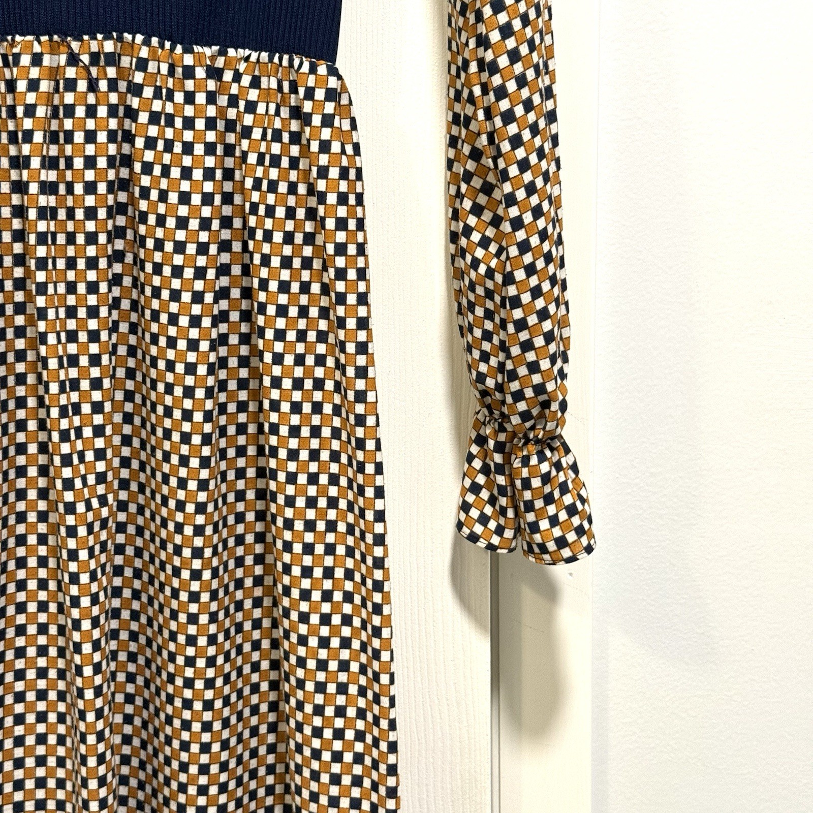 Joseph Magnin Vintage Boho Dress Size 12 Mid-Century Modern Maxi Slit In Back