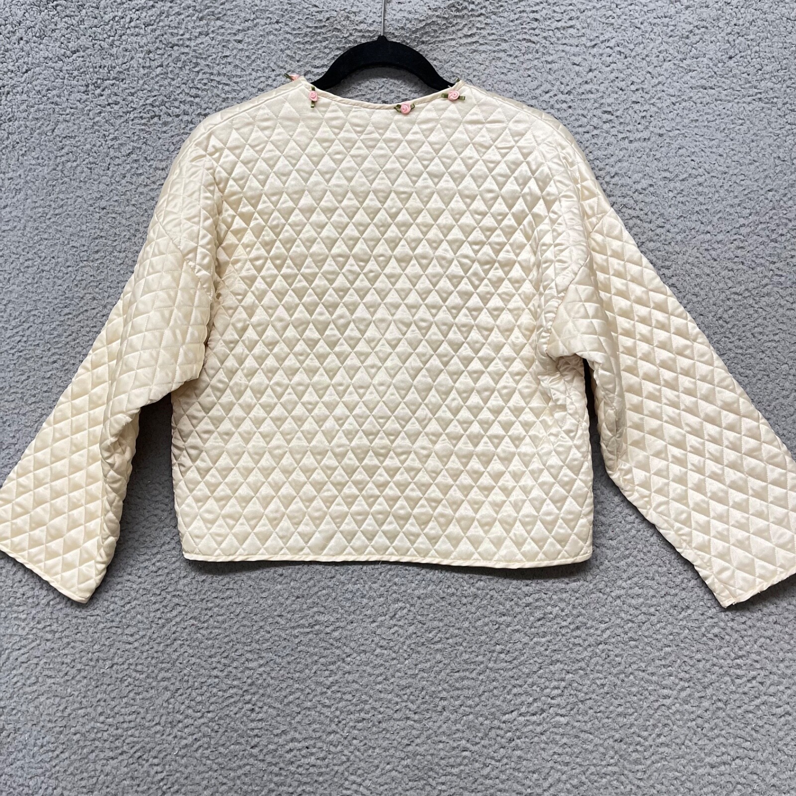 Papillon Paula Carbone Satin Jacket Womens Petite Ivory Quilted House Jacket