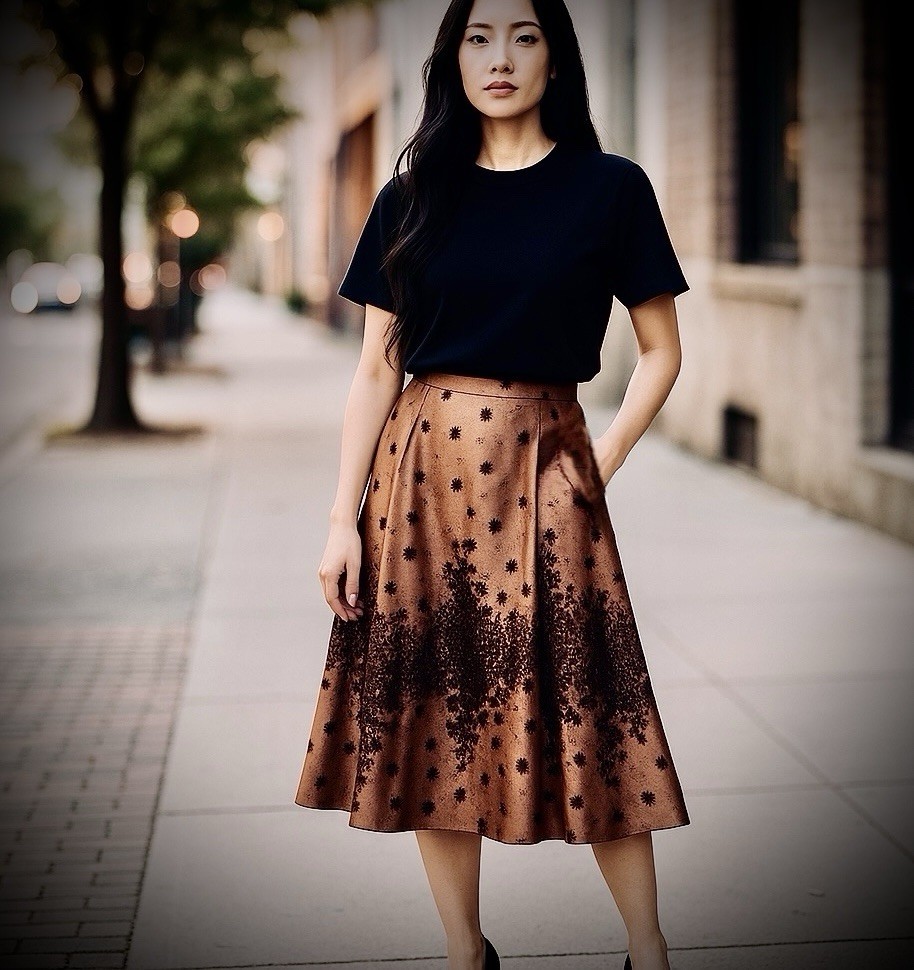 Adrianna Papell Black Gold Sequin Ruffle Skirt Women Size 12