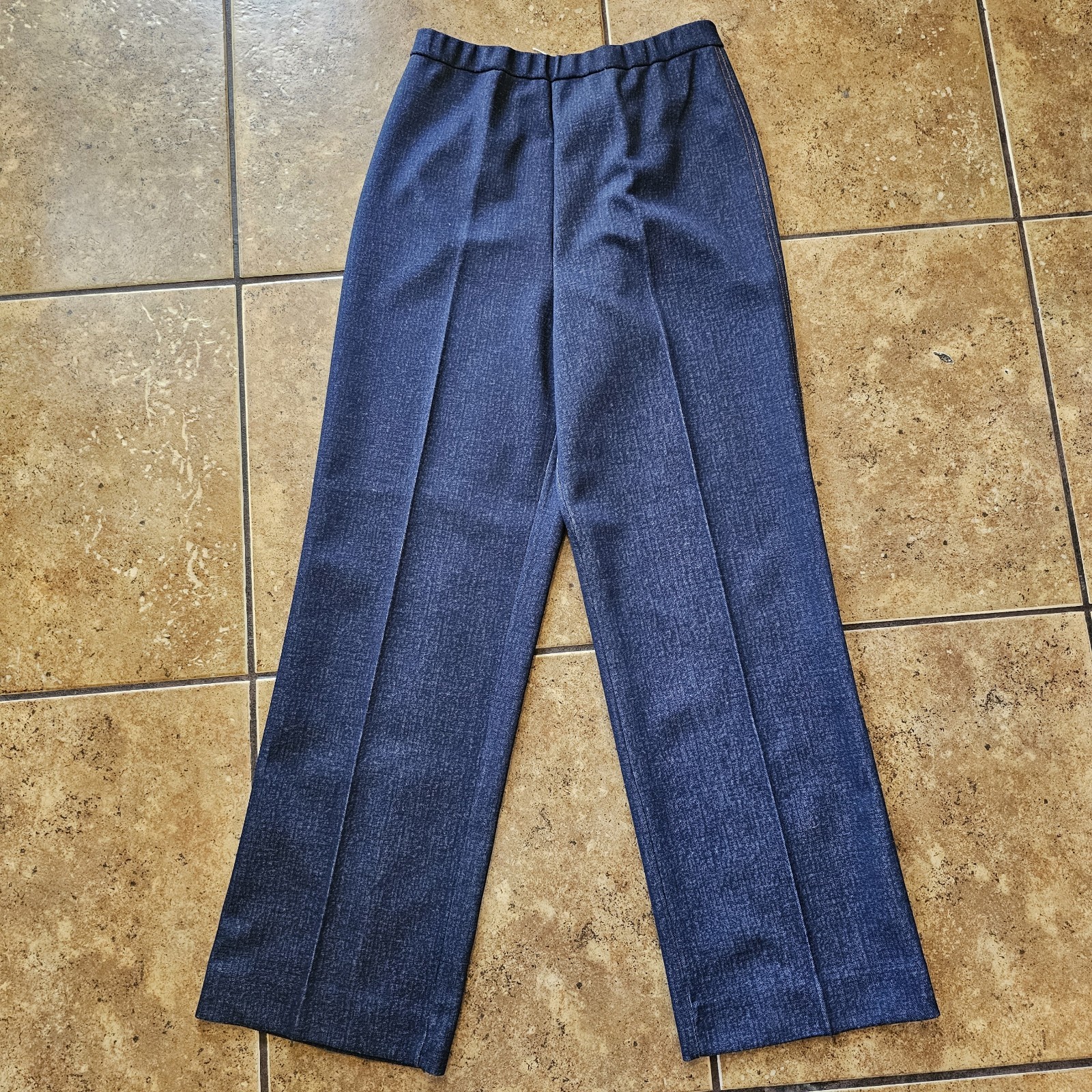 Vintage 70s Trousers Donovan Galvani NWT Deadstock Polyester Dark Wash Blue