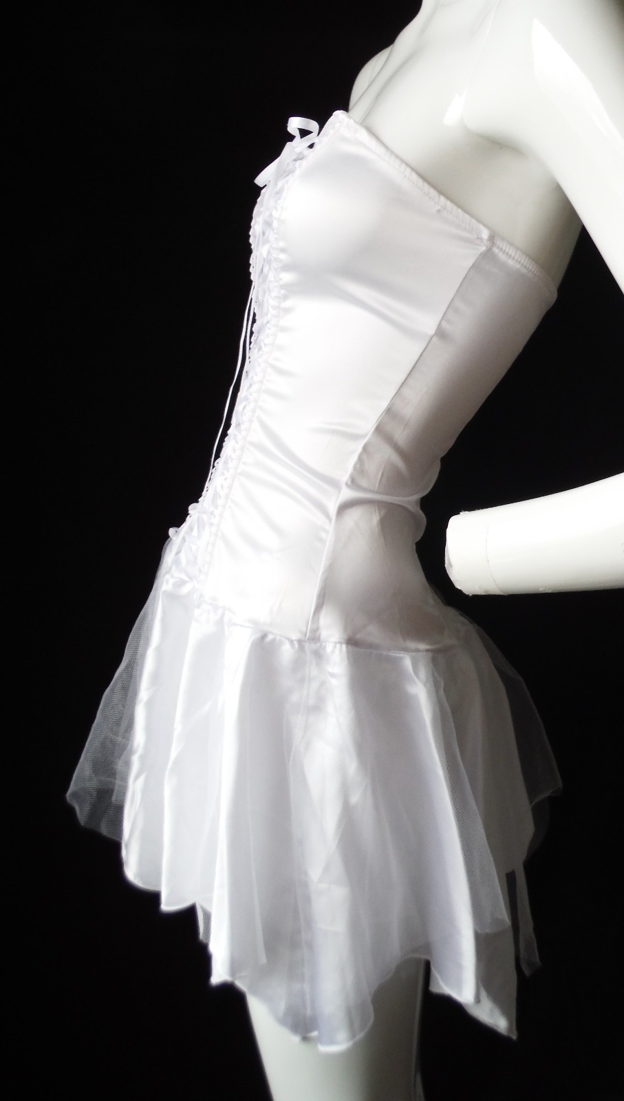 VTG Fredericks of Hollywood 90’s New Sexy!! White Lingerie Dress Tie Up Bodice S