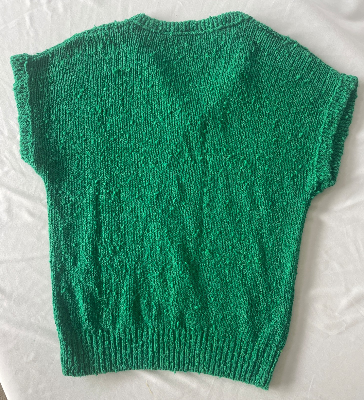 Vintage 80’s SHAPELY KNITS Green Ramie & Cotton Knit Sweater Top Women’s Size M