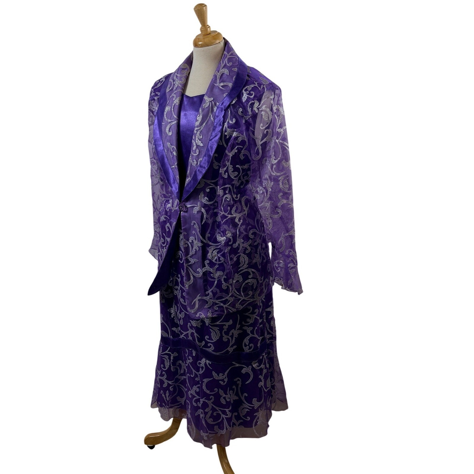 3K Fashion Dress Set Sz 1XL 3-Pc Glitter Scroll Mother of the Bride Suit Formal