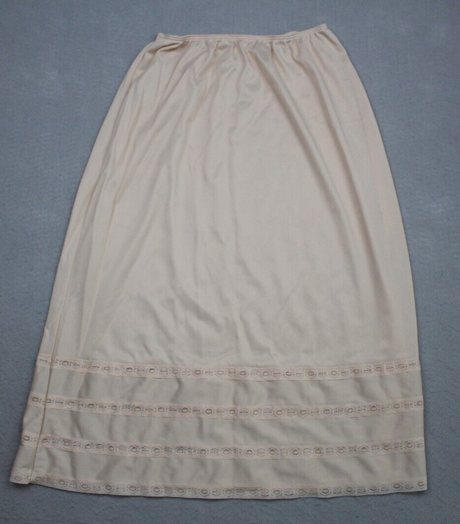Vintage Sears Half Slip Womens Medium Lace Nylon Skin Tone Knee Length Hem 1960s