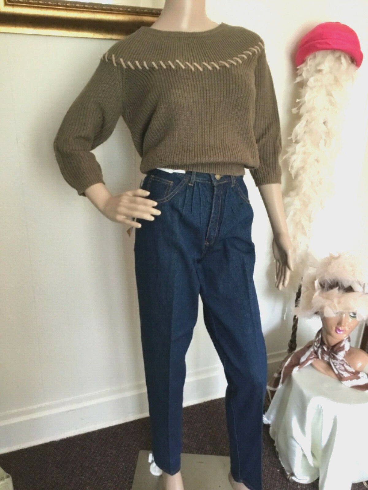 80’s Vintage Hi-Waist Pleated Blue Jeans „NWT”