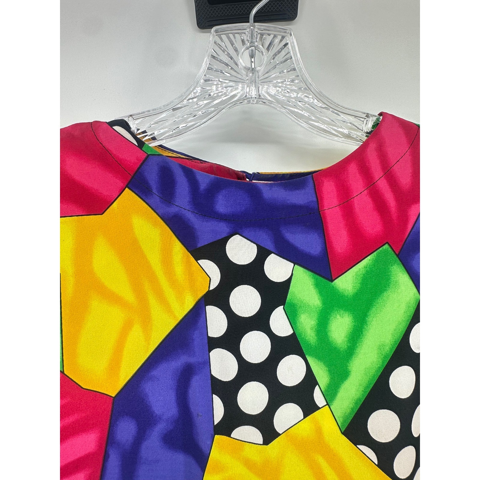 Renaissance Sportswear Vintage Multi Color Geometric Polka Dot Top Womens Small