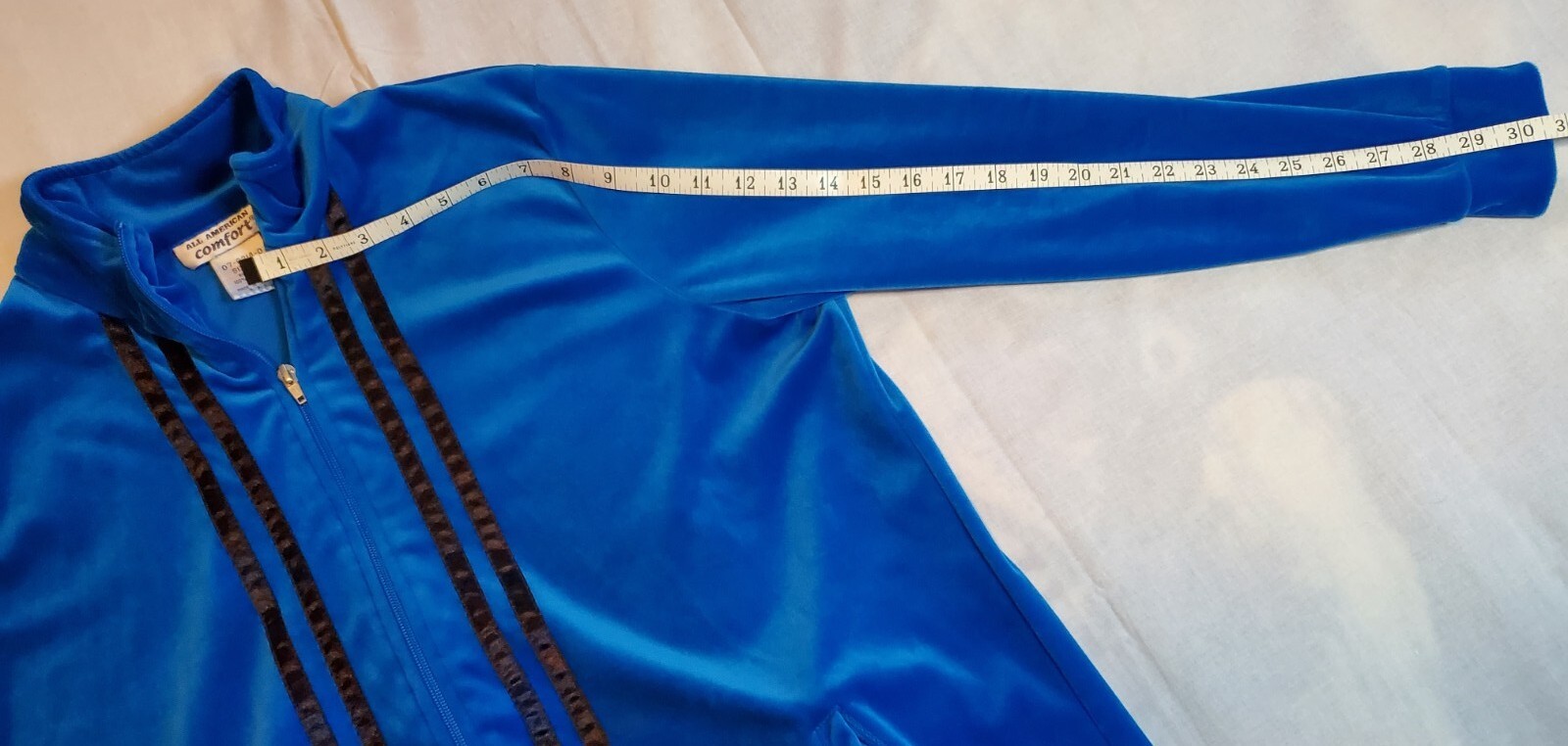 Vintage All American Comfort Velour Blue Full Zip Athletic Track Jacket Womens L