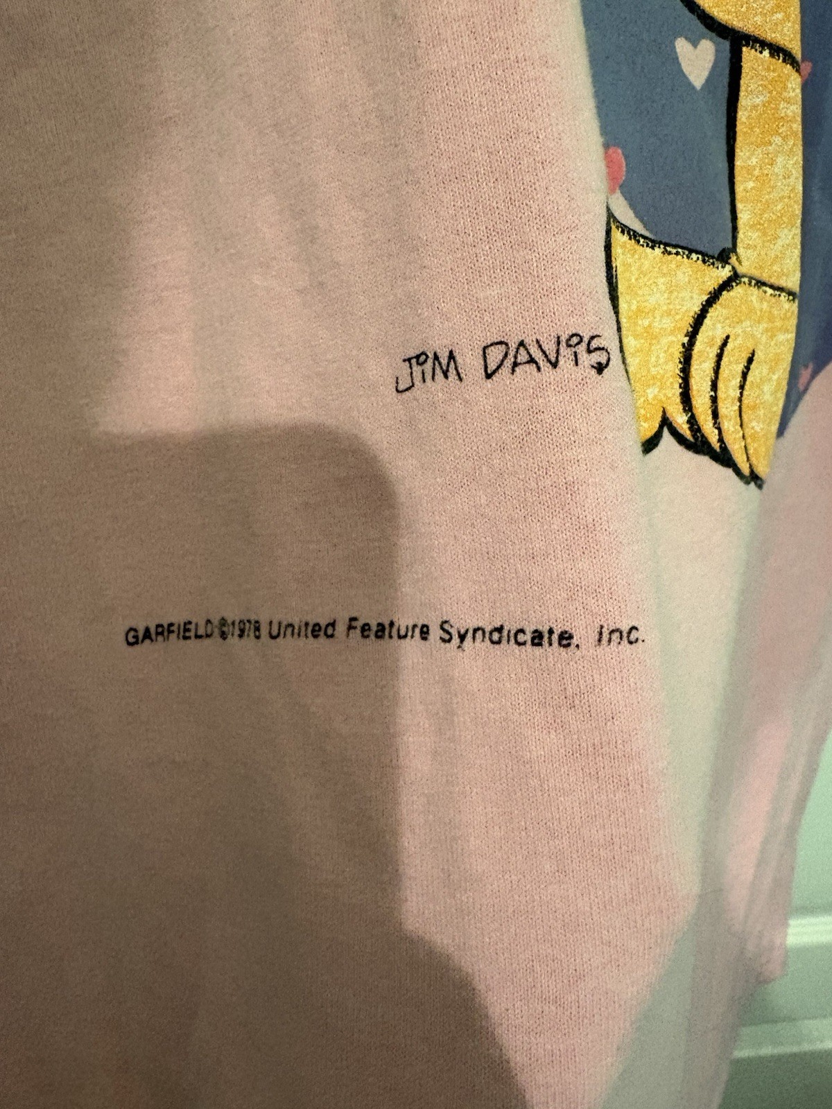 Garfield Sleep Shirt Pink 1978 Jim Davis Vintage One Size Fits All