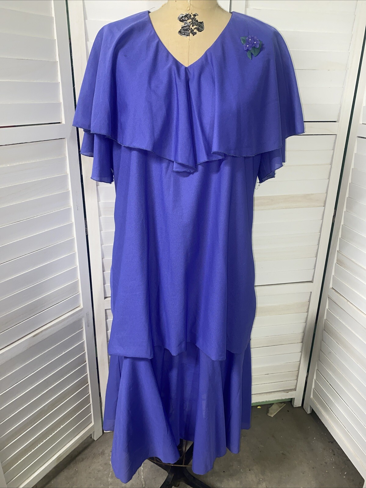 70s 80s Vintage Anthony Richards Purple Mother Of Bride Sheathe Dress Sz 18 XL