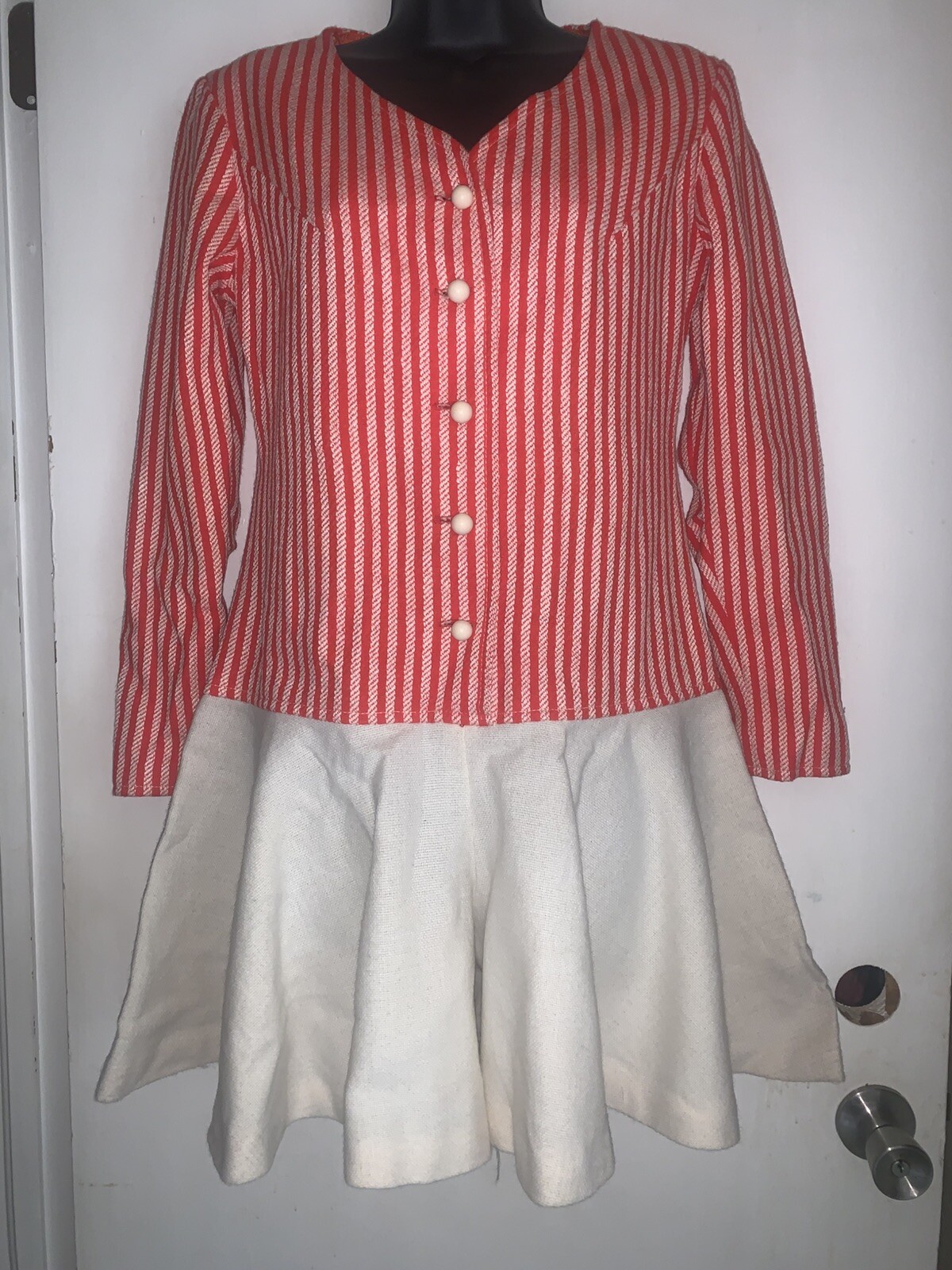 Vtg 70s california charmer by charm of hollywood jumper red stripe wool blend