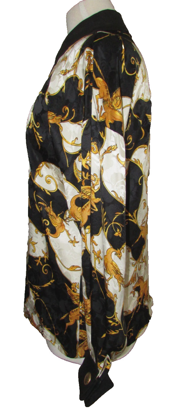 Vintage 80’s Womens Silk and Leather Unicorn Blouse Exit Shops-S