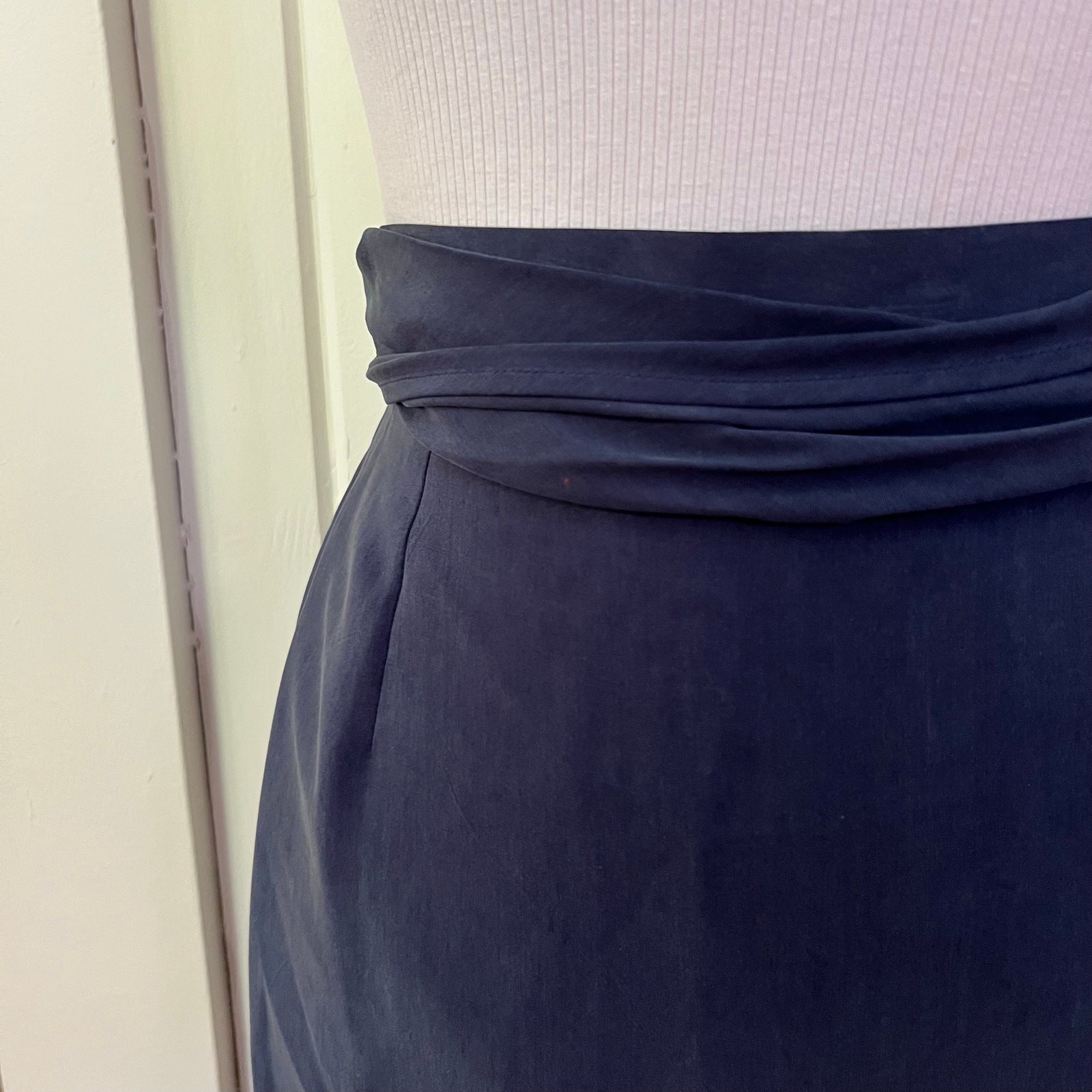 Vintage 90s Jean Claude Paris Silk Skirt Blazer Suit 6 Blue Made in France