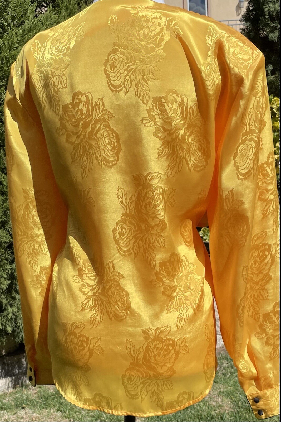 Blouse Yellow Size:16 „Mikado” Elegant Asian Inspired Vintage Golden Yellow