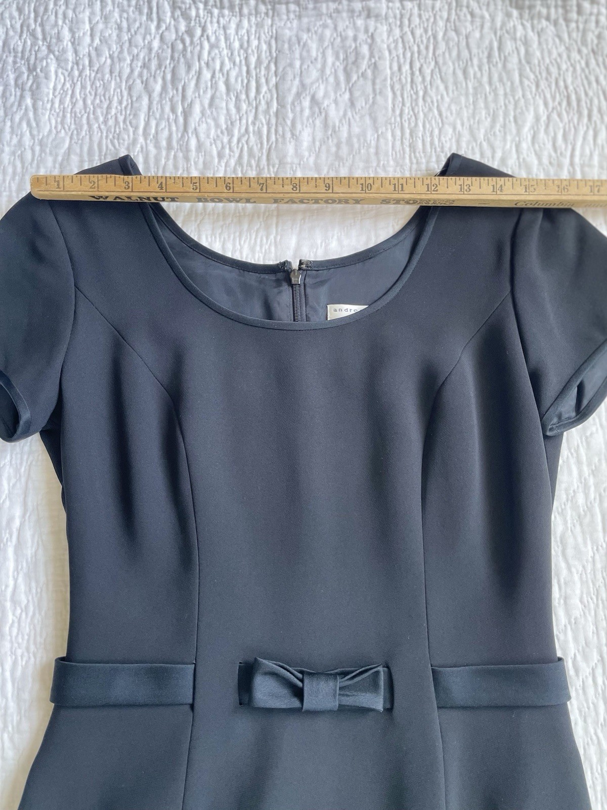 Vintage S 8 Dress Late 90s Little Black Bow LBD Shift Crepe Saks Jackie O VGUC