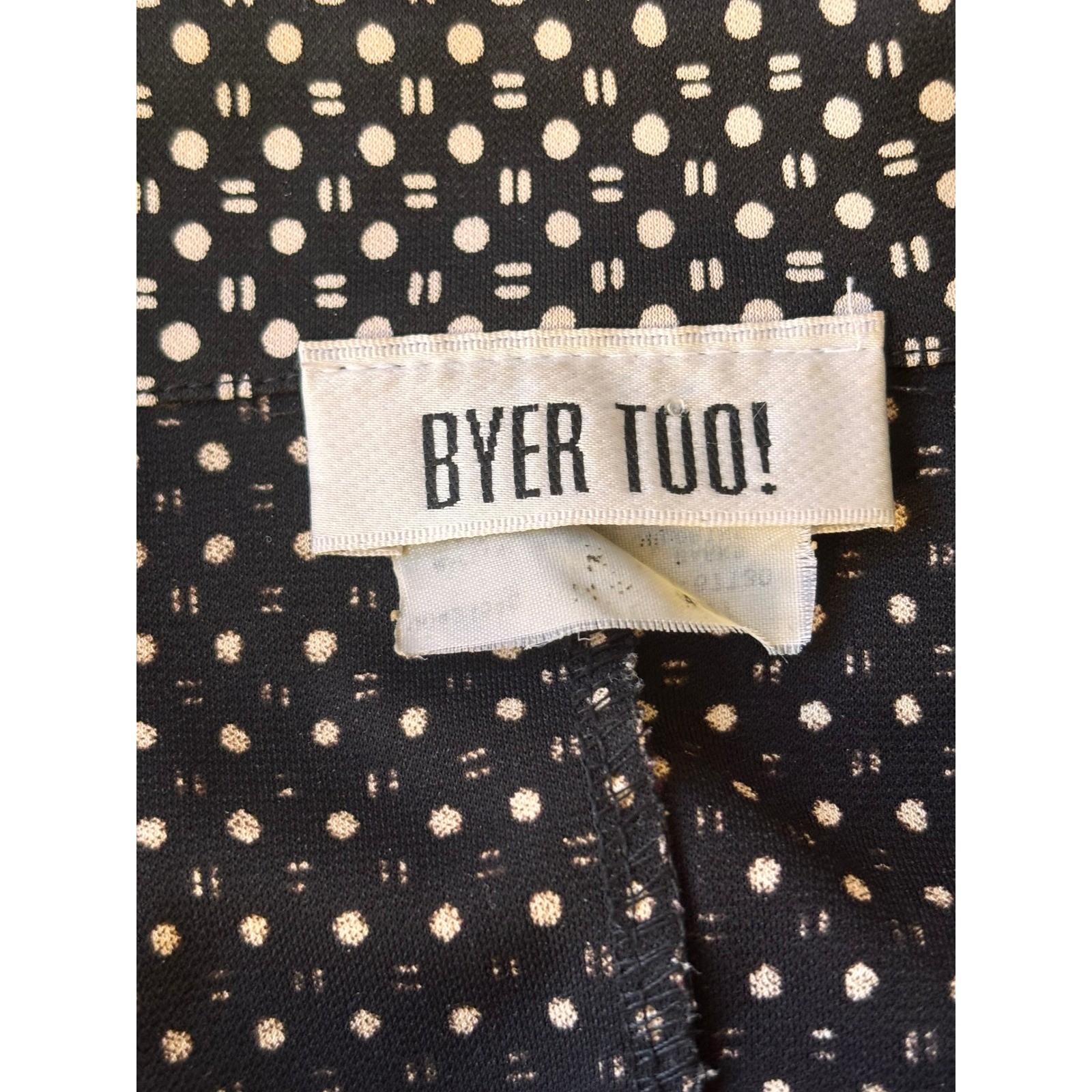 Polka Dot Geometric Byer Too! Collared Empire Waist Dress Small Black Vintage