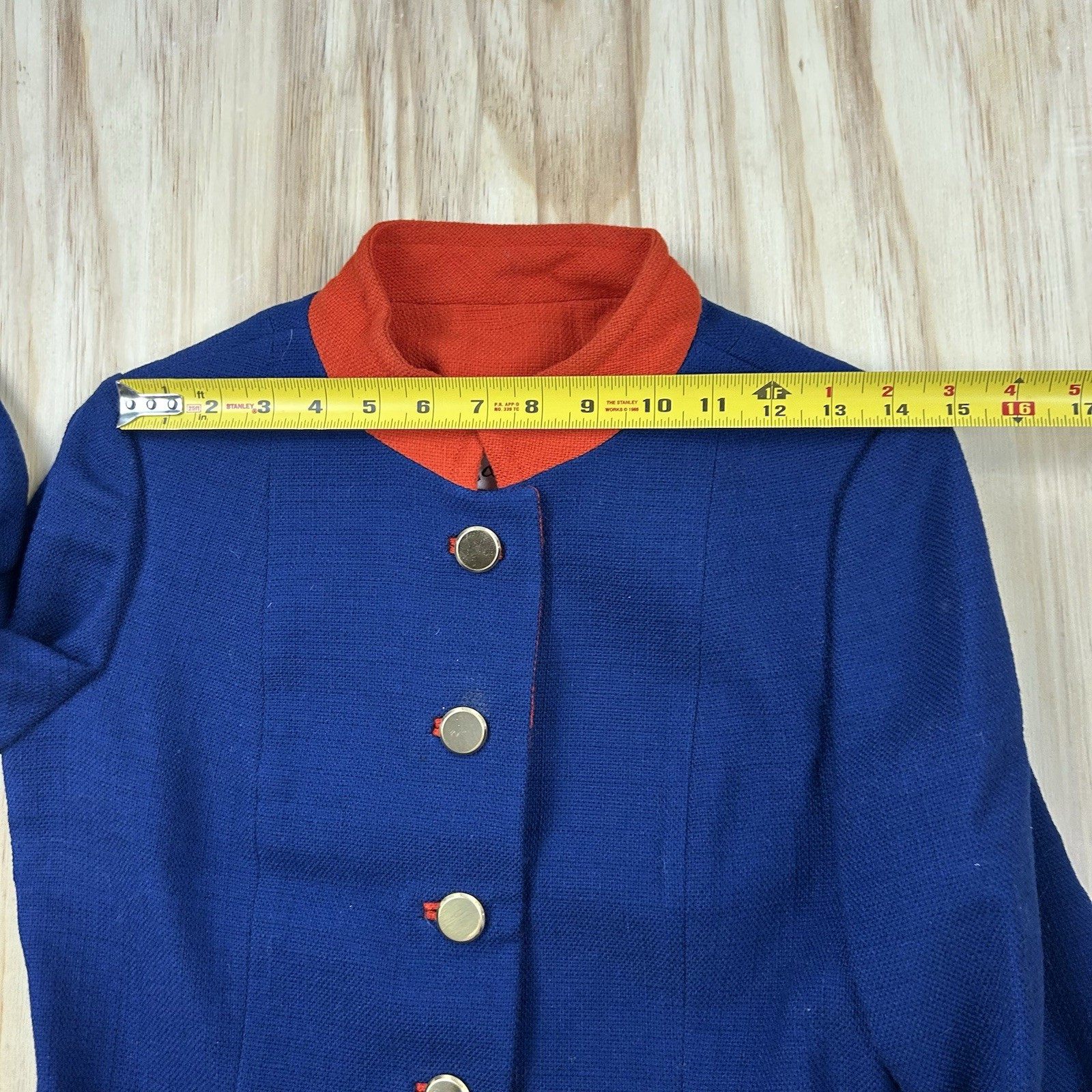 Barberini Women’s Vintage Unique Plaid Red and Blue Jacket Leather Tie Small