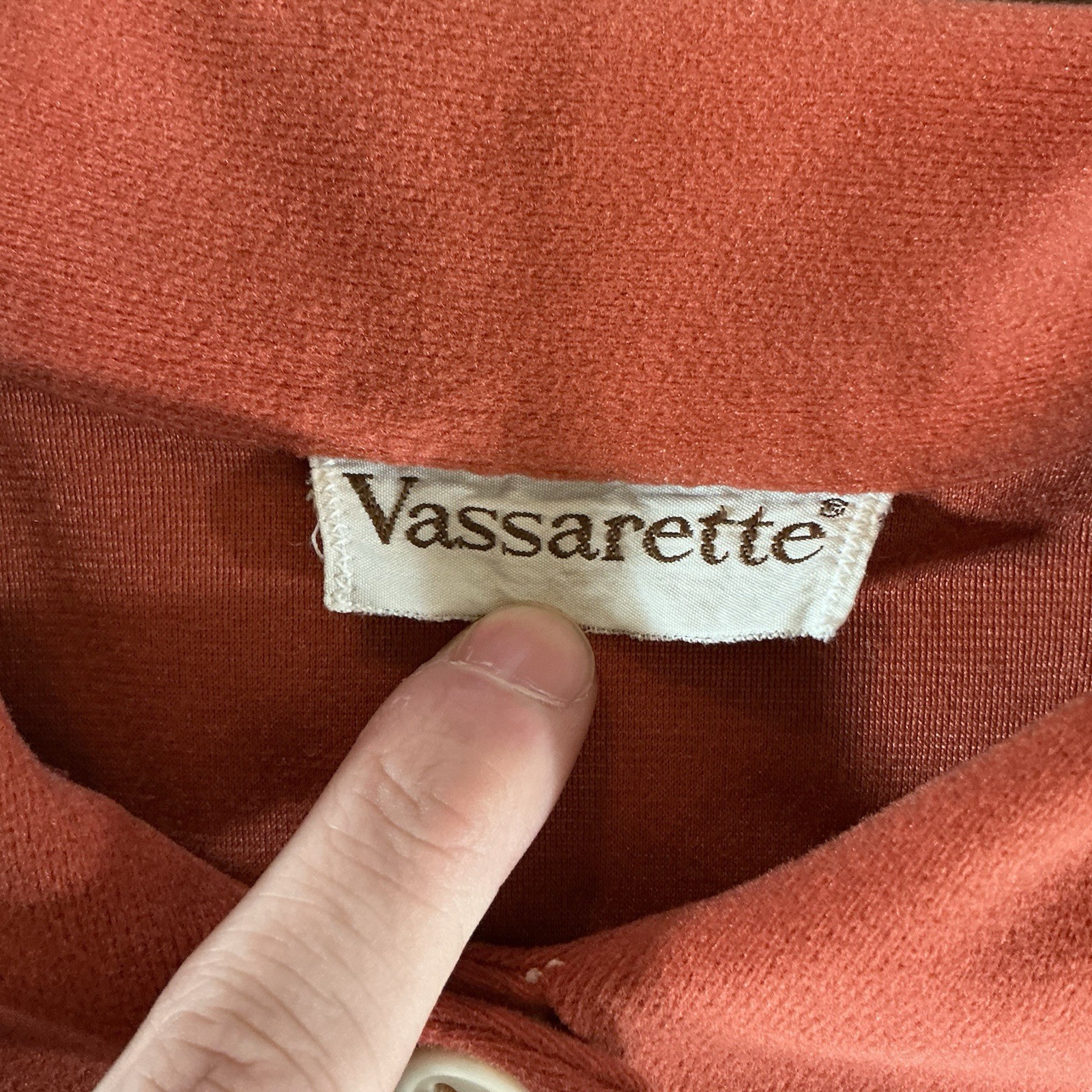 70s VTG Vassarette Orange Long Sleeve Lounge Dress Button Front Womens M #261125