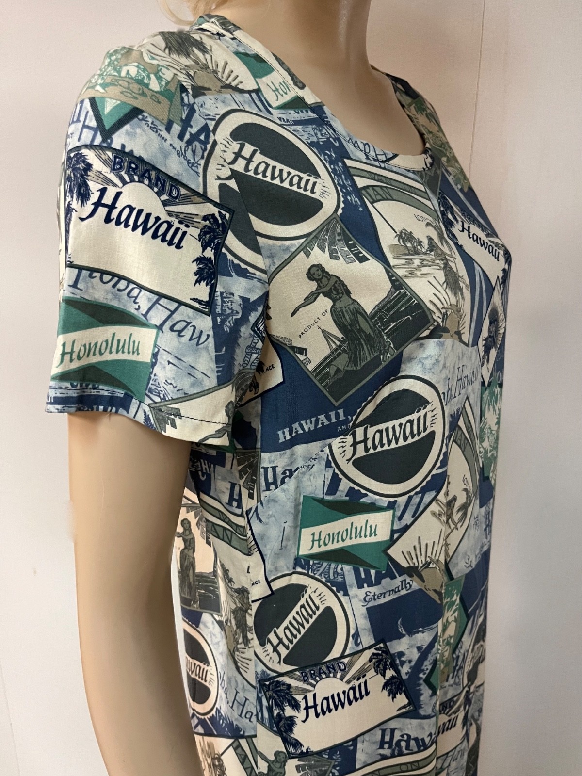 Vintage 1960s Hilo Hattie Hawaiian Cotton Muu Muu Dress Small Bust to 38