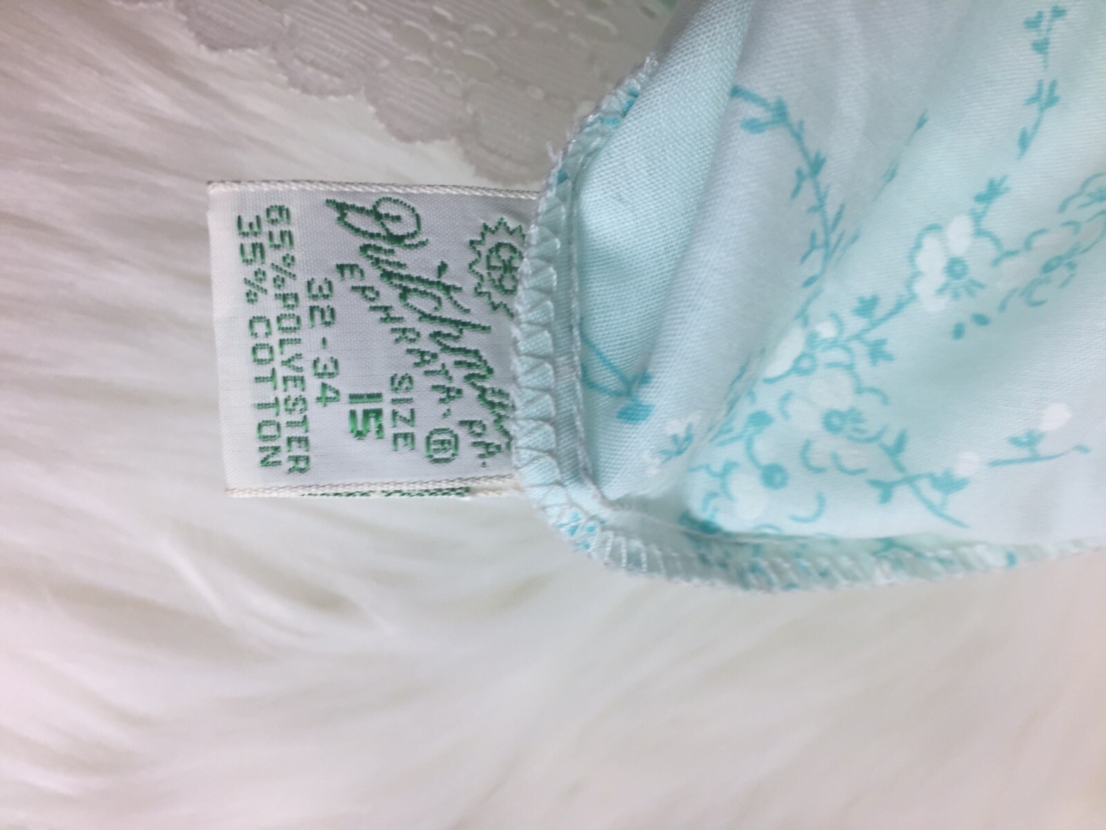 Womens 32-34 Size 15 Small Dutchmaid Nightgown Vintage Turquoise Floral H39