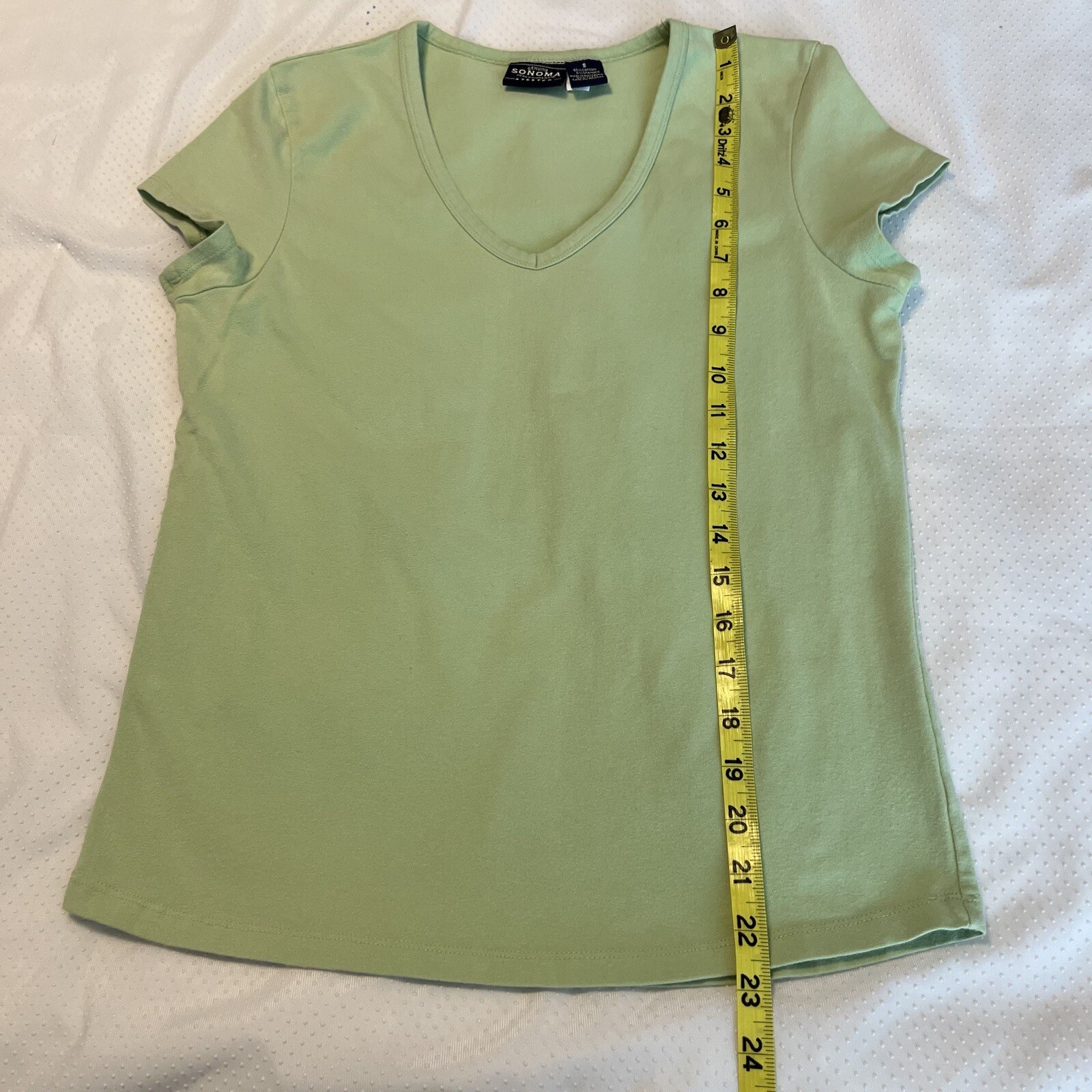 Vintage 90s Y2K Sonoma Stretch V Neck Short Sleeve T Shirt Women’s Small Green