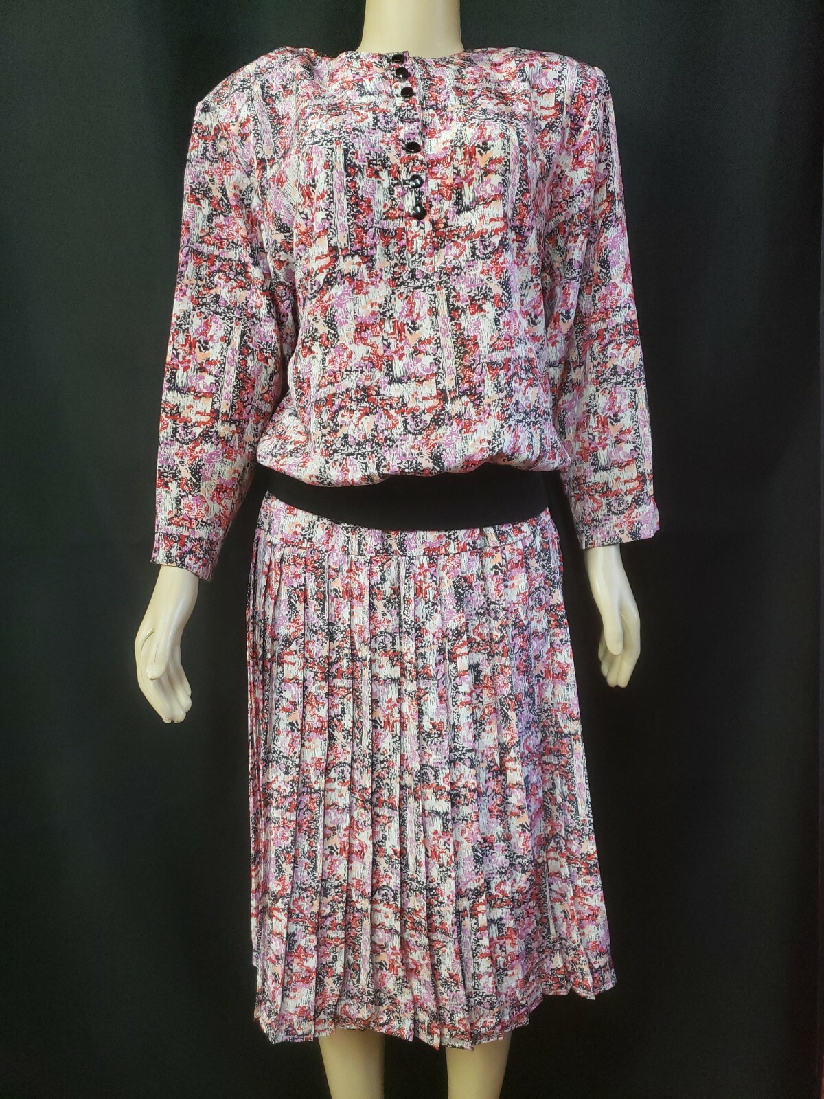 DG California VTG Skirt Suit DRESS Women’s Sz M? PINK MULTICOLOR POLYESTER #W2