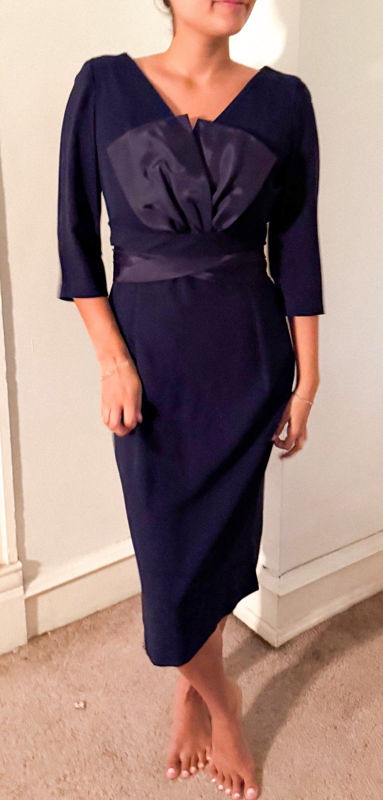 Authentic 1940’s Lora Lenox Dress Lined Navy Blue Cocktail Style Sz SMALL