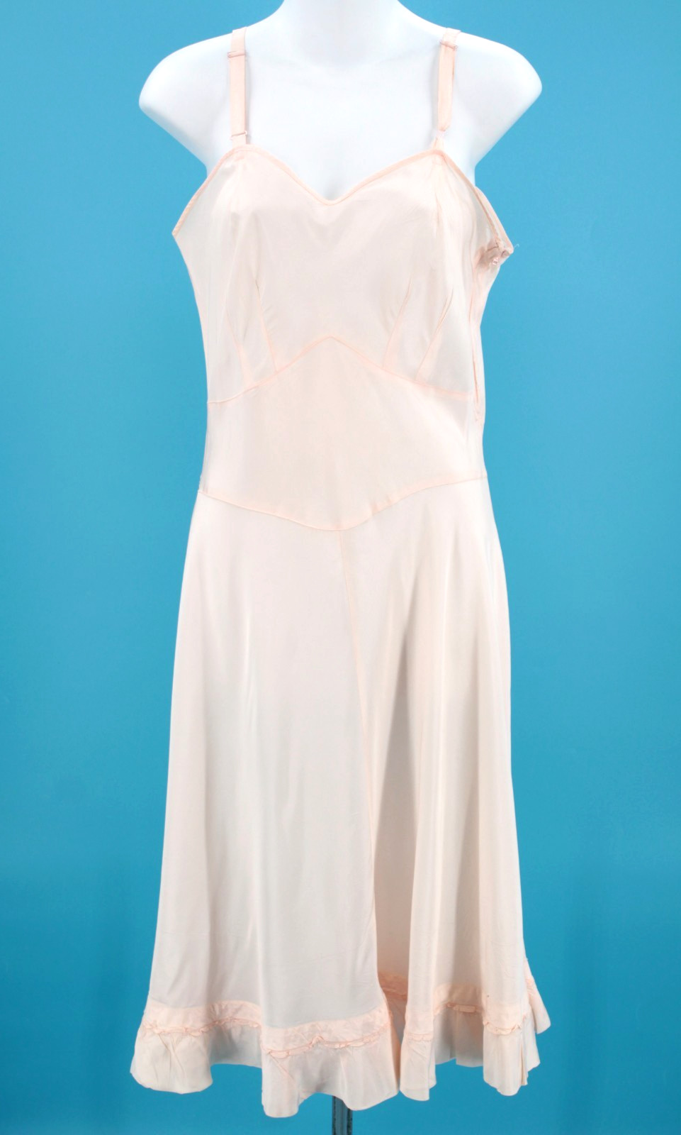 VTG Women’s 40s Light Pink Basque Waist Nightgown / Slip Dress Sz S/M 1940s