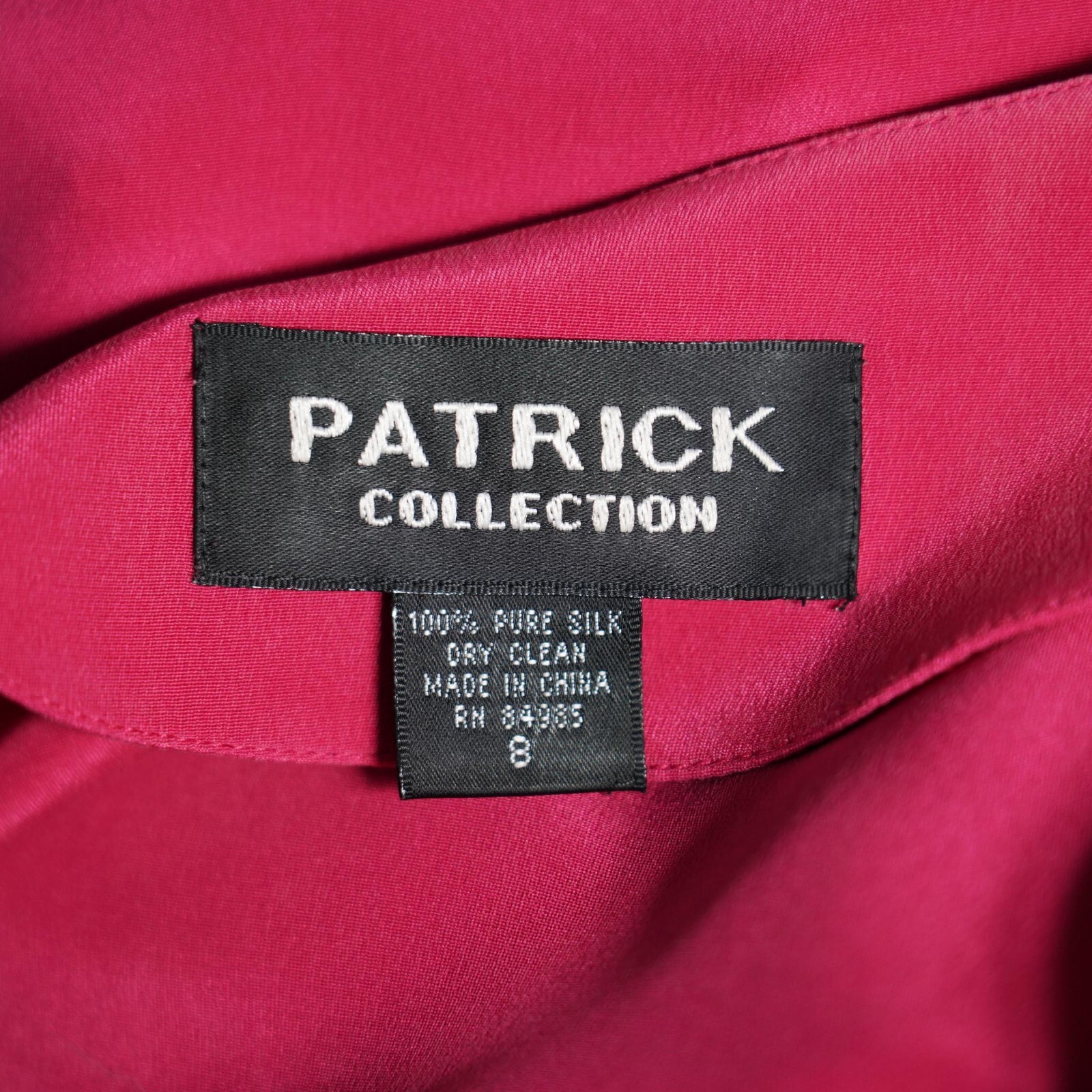 Patrick Collection Women’s 100% Silk Blouse Top Size 8 Fuchsia Short Sleeve