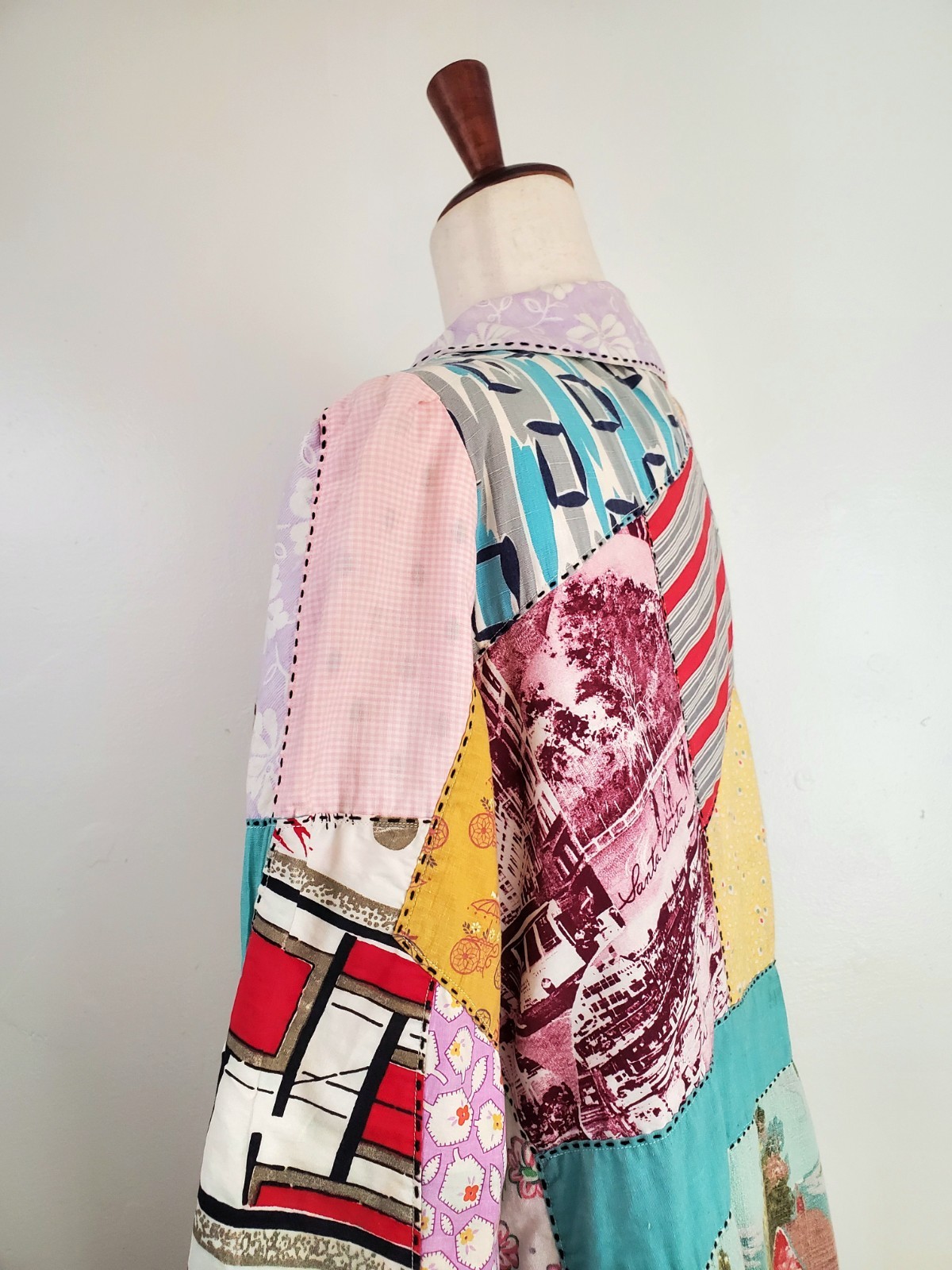 Vintage 1950s Crazy Quilt Chore Coat Jacket Patchwork Magnolia Pearl Handmade