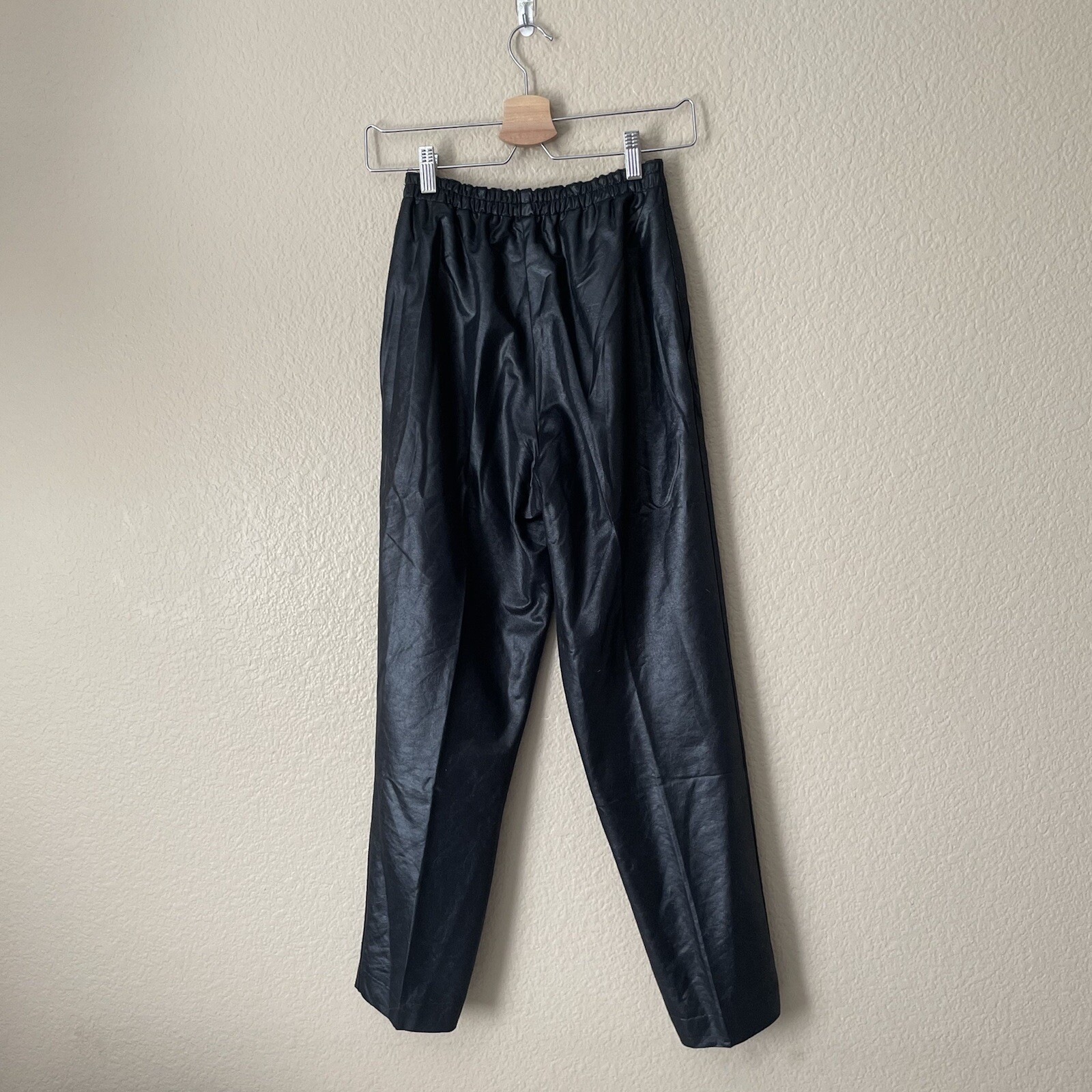 Vintage Pierre Lamonte Black Shiny Sleek High Rise Pants Women’s Size 6