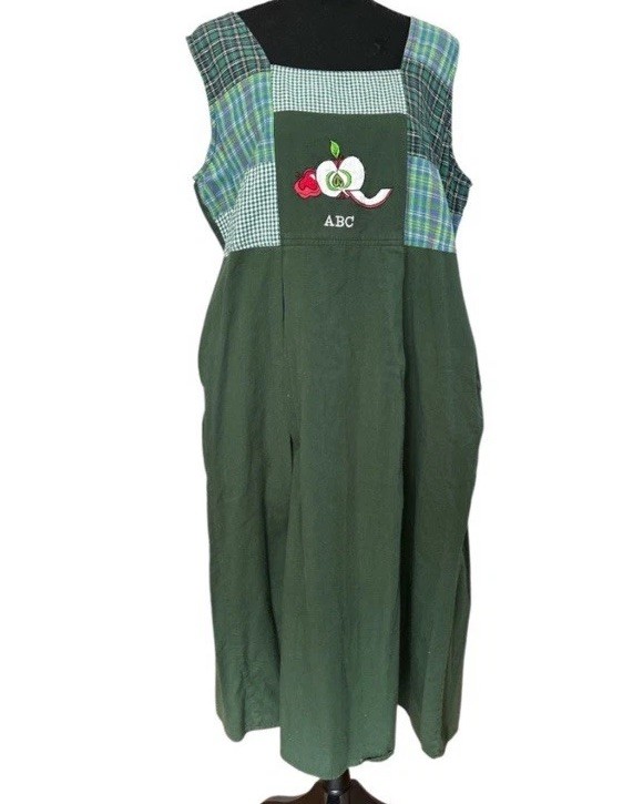 VINTAGE! TWO TWENTY! „ABC” UNIQUE JUMPER DRESS! PATCHWORK, EMBROIDERED! *RARE* !