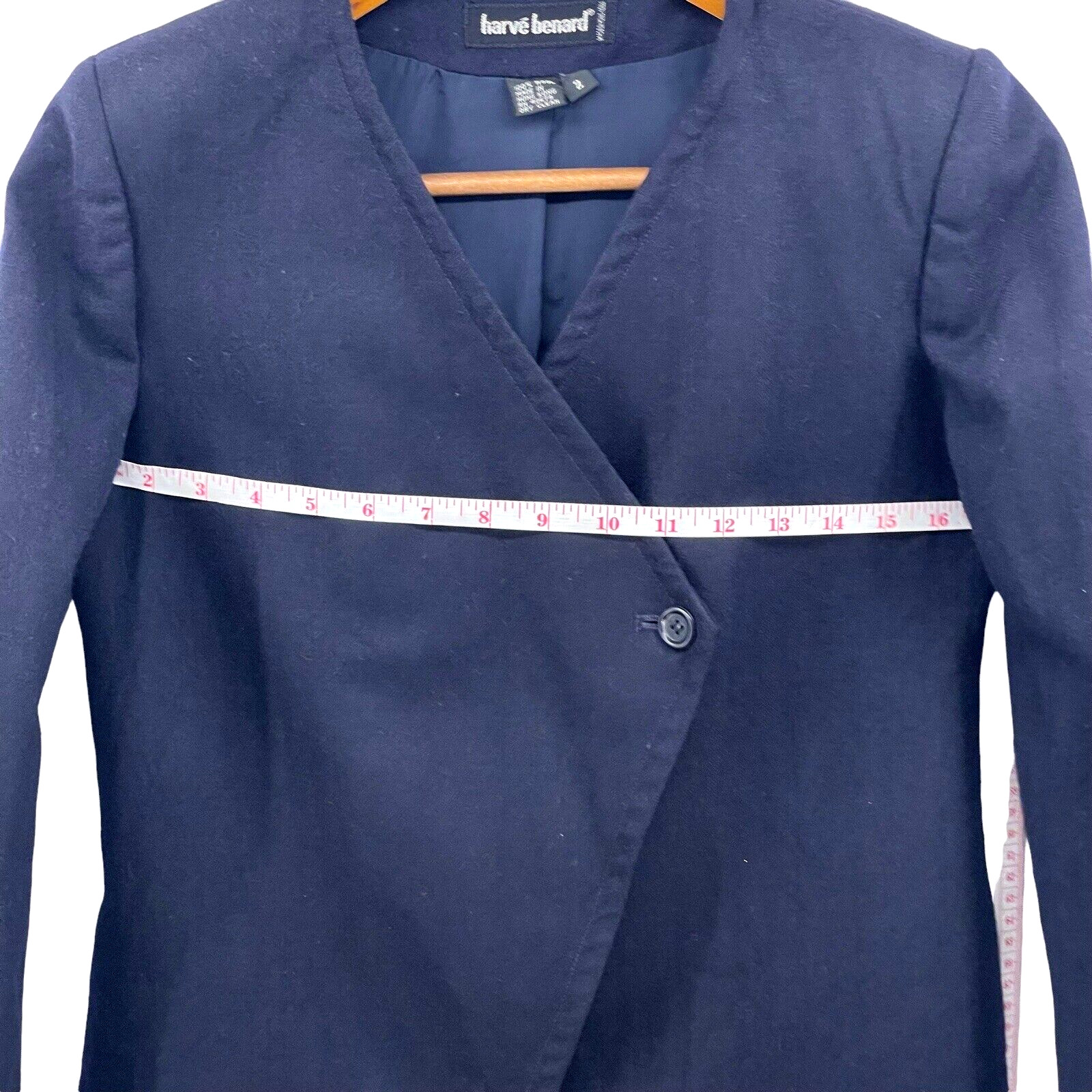 Harve Benard Jacket Womens 2 Blue Cropped Blazer Asymmetrical 1980s Vintage