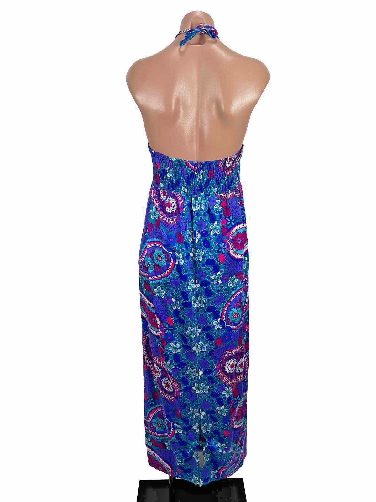 Vintage 1970s HIGH TIDE CALIFORNIA Maxi Paisley Beach POOL party Sun Dress XS/S
