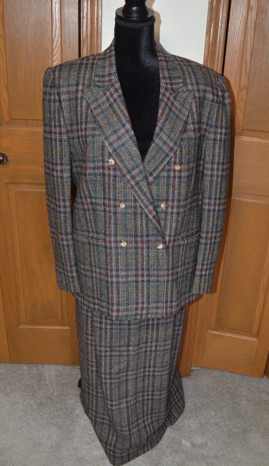 VTG Women’s 100% Wool Plaid Maxi Skirt Suit Set 14 COUNTY SHOP by MARSHALL FIELD