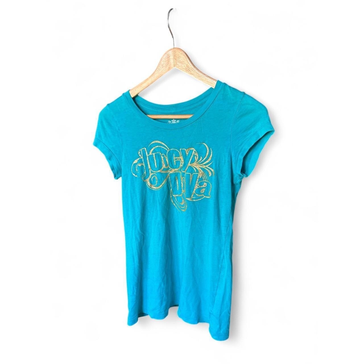 Vintage Juicy Couture Indie Sleaze McBling Women’s Baby Tee Y2K Gold Glitter SM