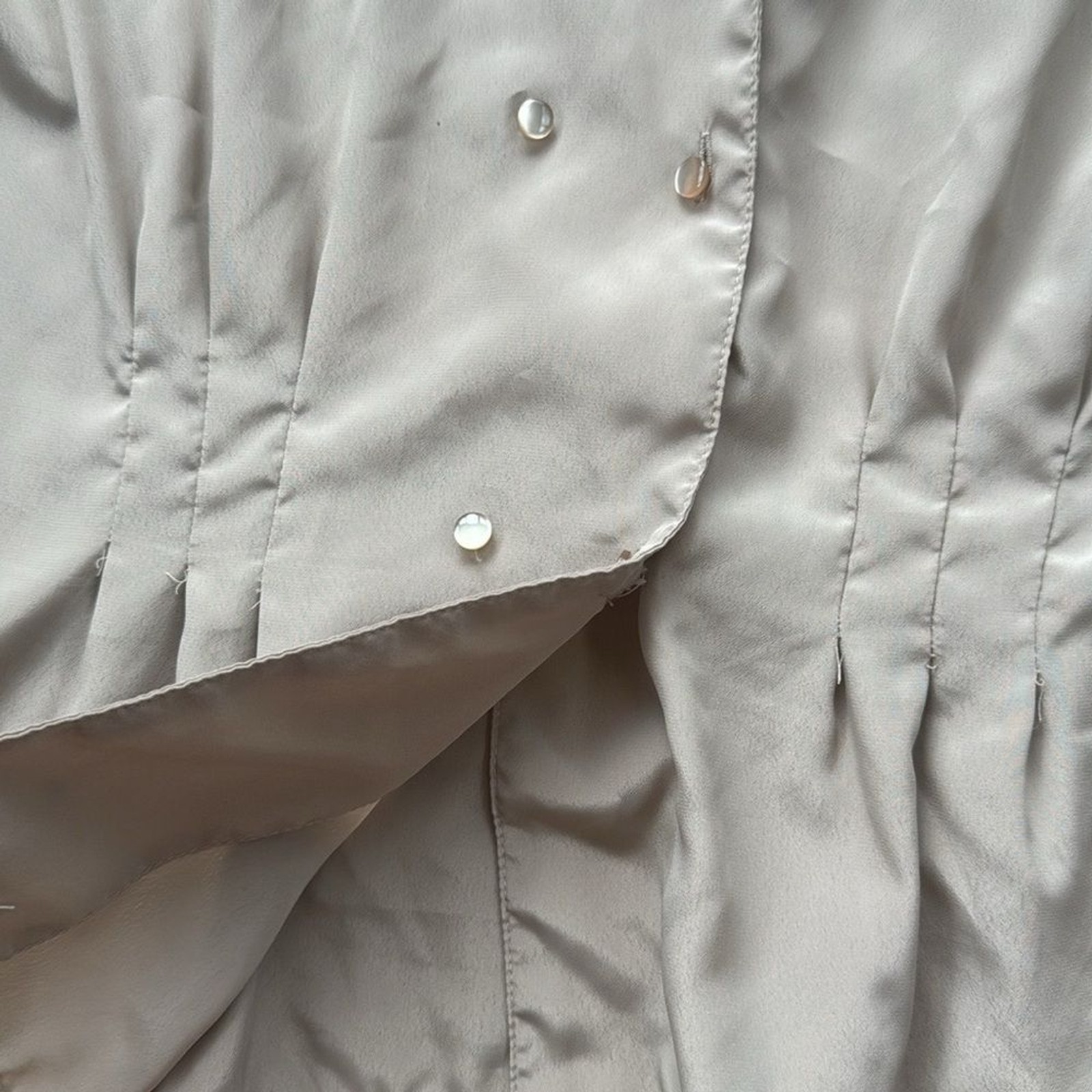 Vintage Susan Hutton Pleated Button Down Blouse Beige 12