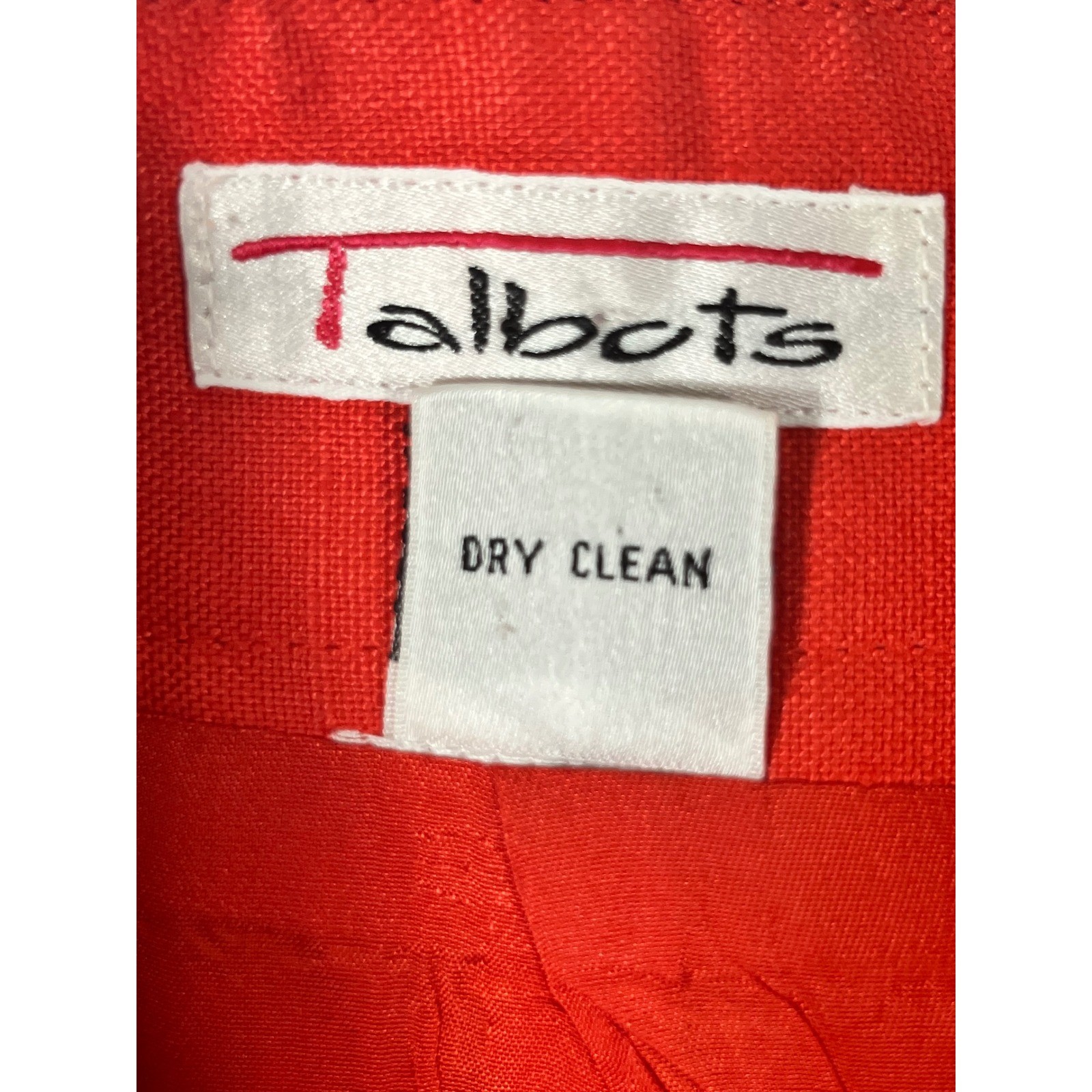 Talbots Linen Suit Set Women 12 Orange Blazer Midi Skirt Vibrant Career Wear