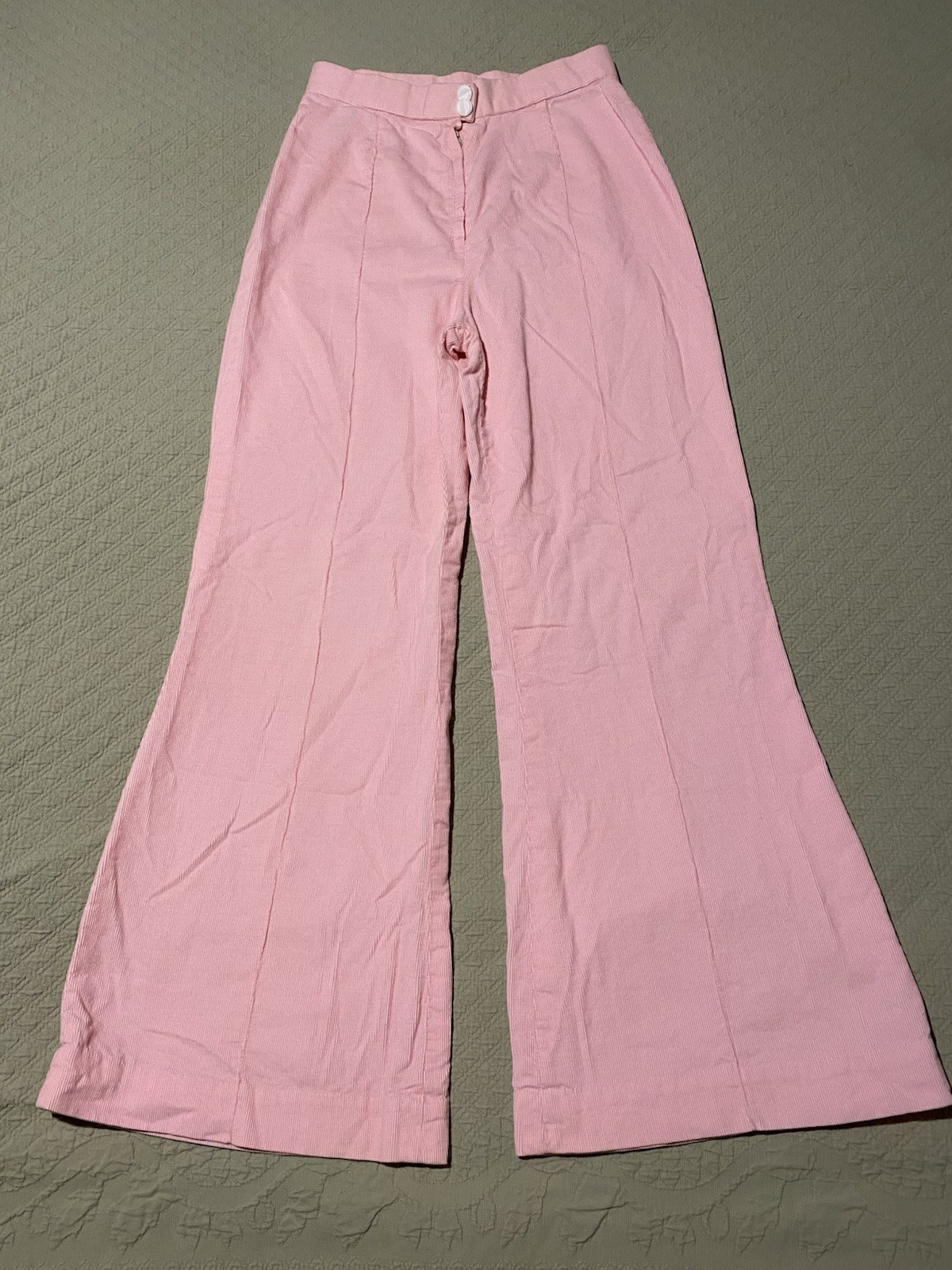 VTG Handmade Light Corduroy Pink Pleated High Waisted Wide Leg Pants- Slacks Lrg