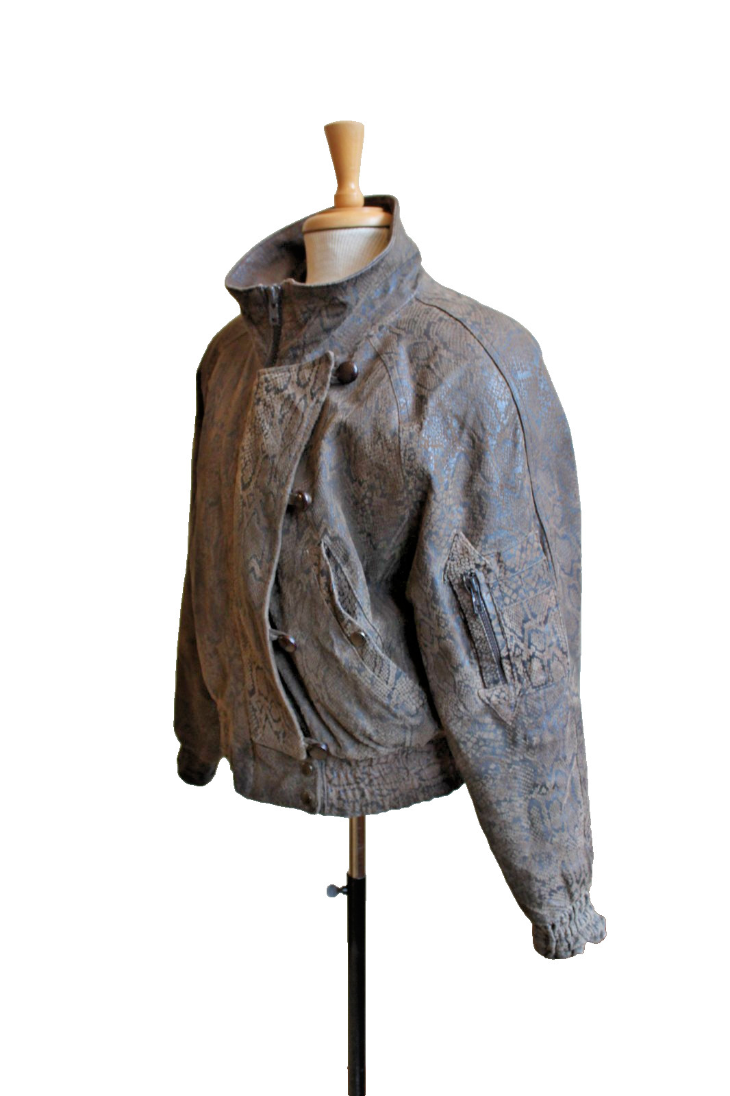 Vintage 80’s Womens St Tropez West Brown Faux Snakeskin Leather Jacket M