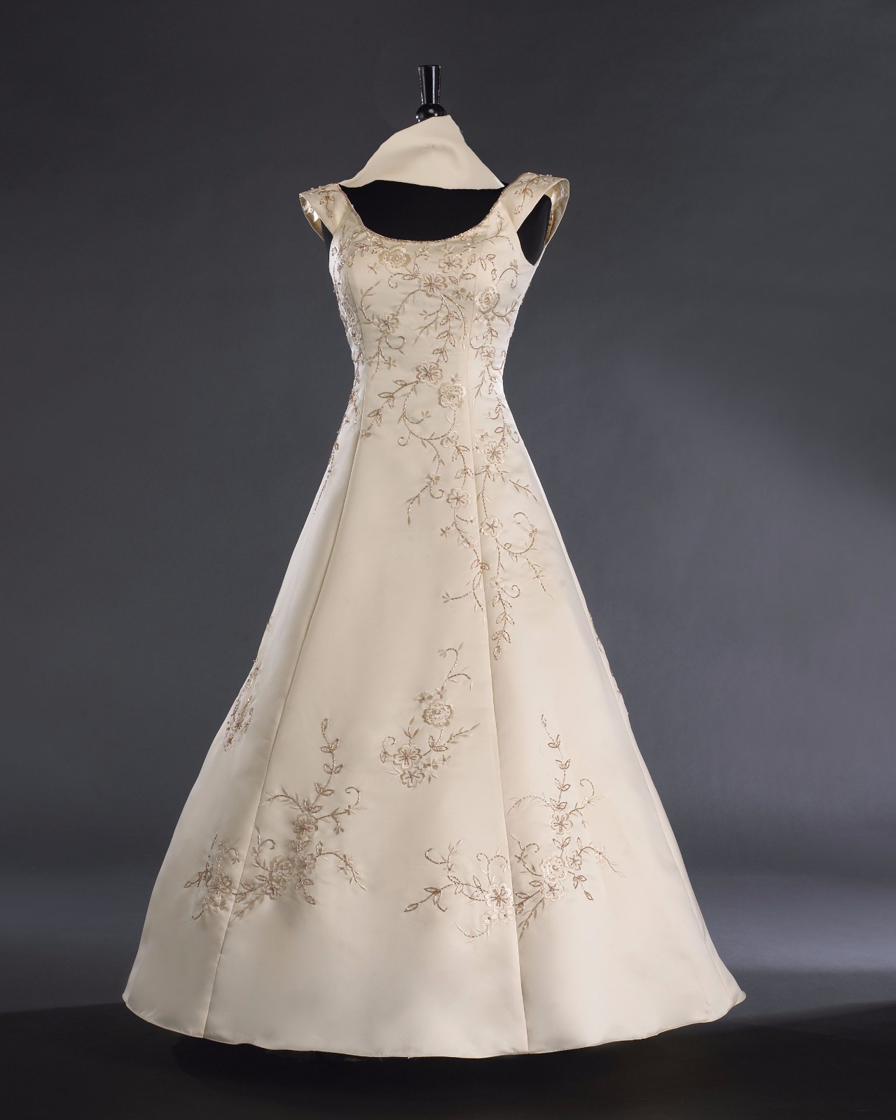 Jasdee Cape Sleeve A Line Dress Hand Work Beading & Embroidery Style SH111