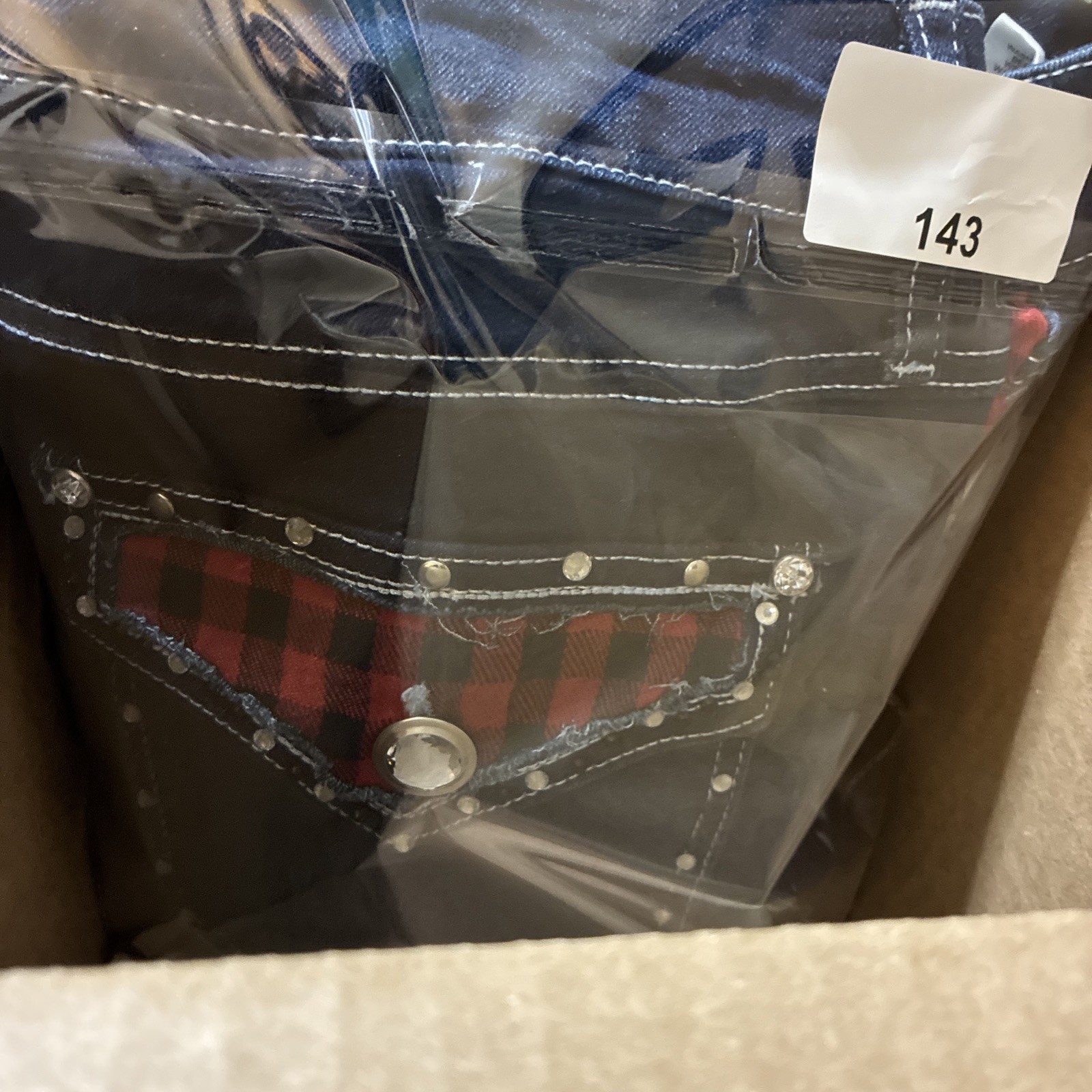 C’ EST 1946 Denim Curvy Flared Jeans Women’s Size 10 (32×31) Plaid Pockets Y2K