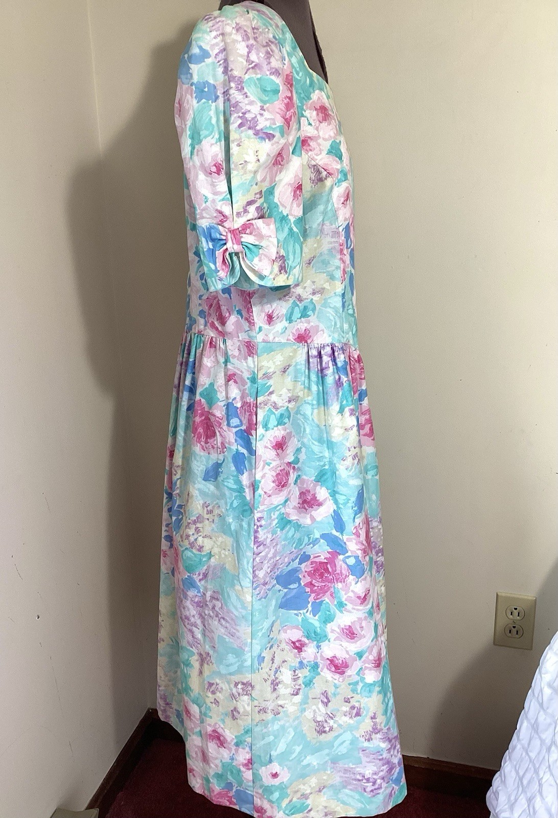 Lanz Petite Deadstock 80s 90s Floral Party Size 14 Cotton Cottagecore Garden
