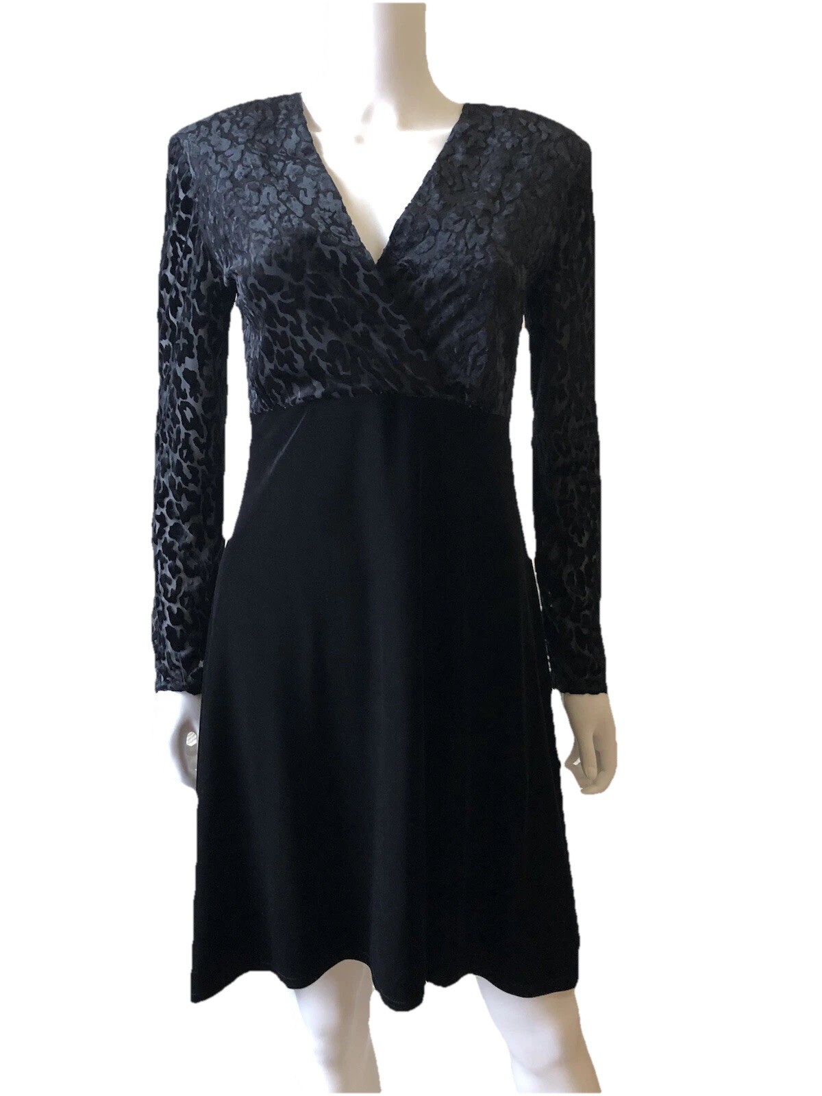 Y2K K.C. Spencer Black Burnout LBD Short Flirty Cocktail Night Dress Retro S
