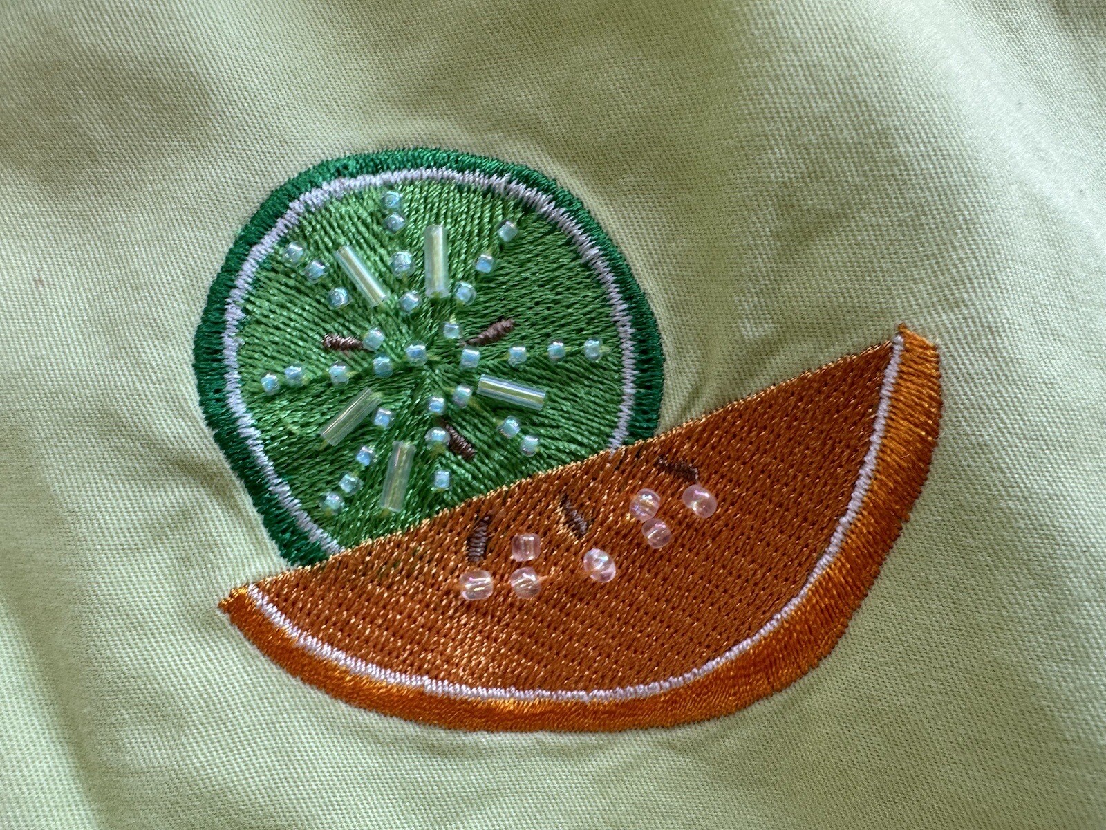 Vintage The Quaker Factory Yellow Cotton Embroidered Lemon Lime Orange Shirt 1X