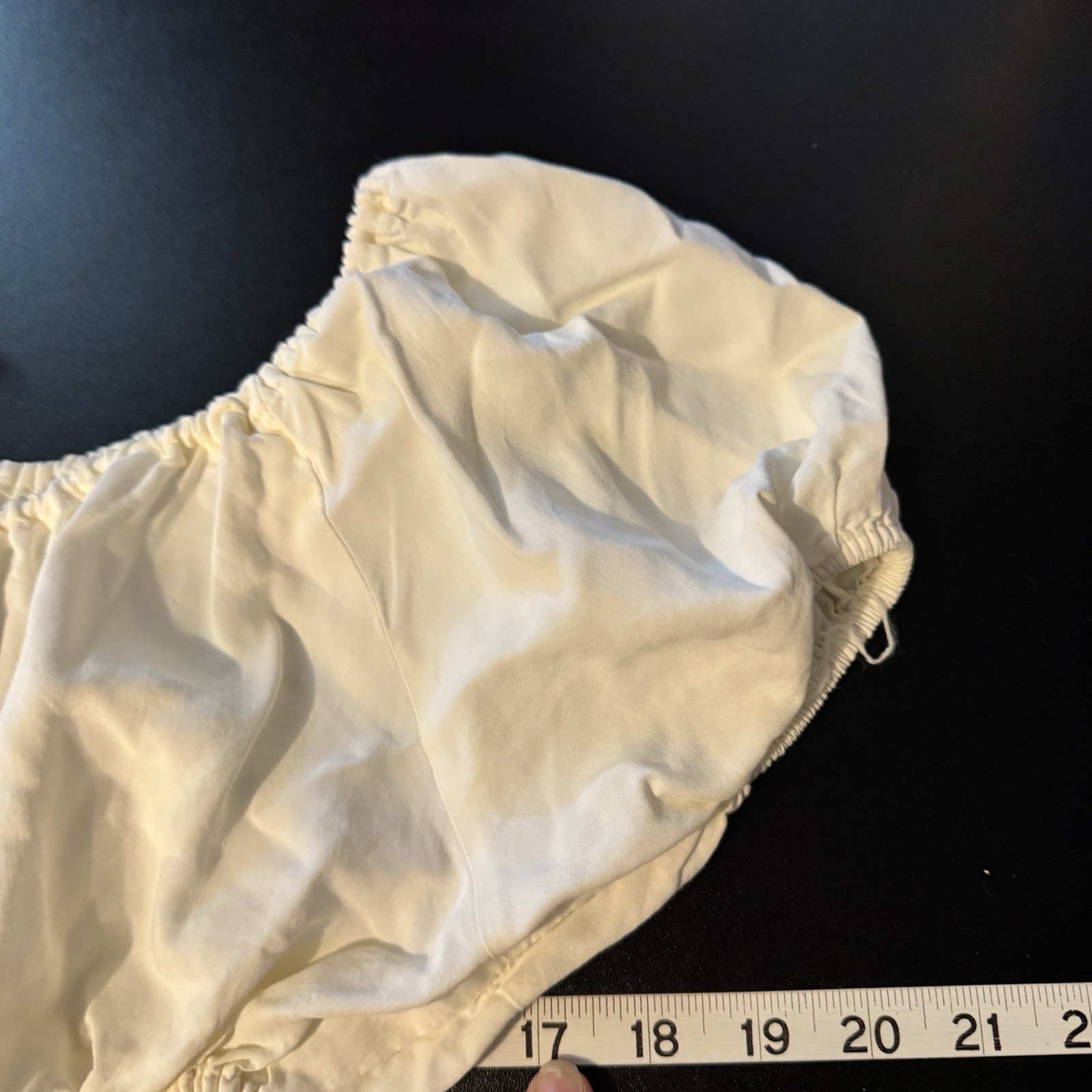 Vintage Victorian Crop Top Small Ivory Boho Hippie Ren Fair Stretch Bubble Hem