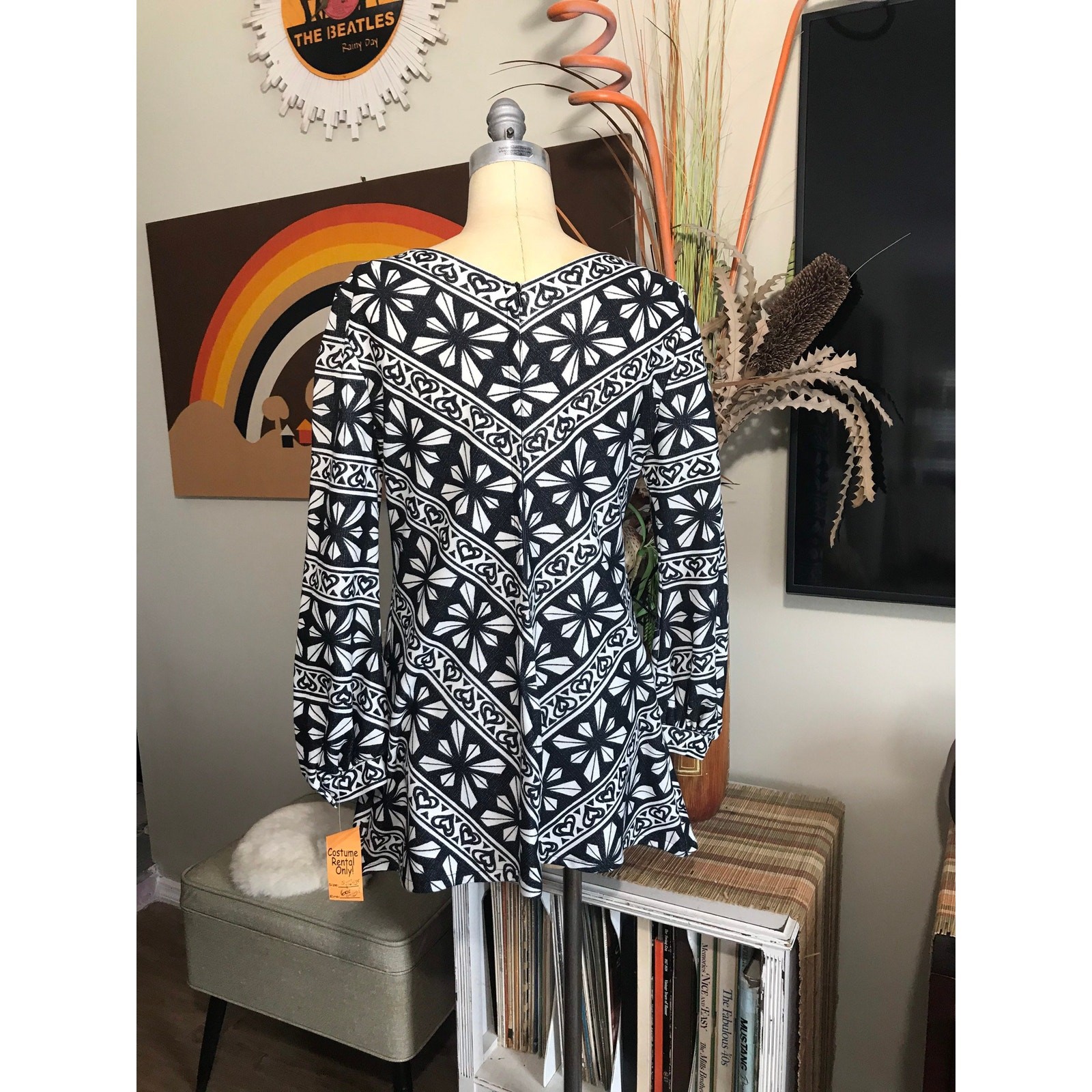1960s Golden Finn Dress Marimekko Style Op Art Cotton A Line Go Go