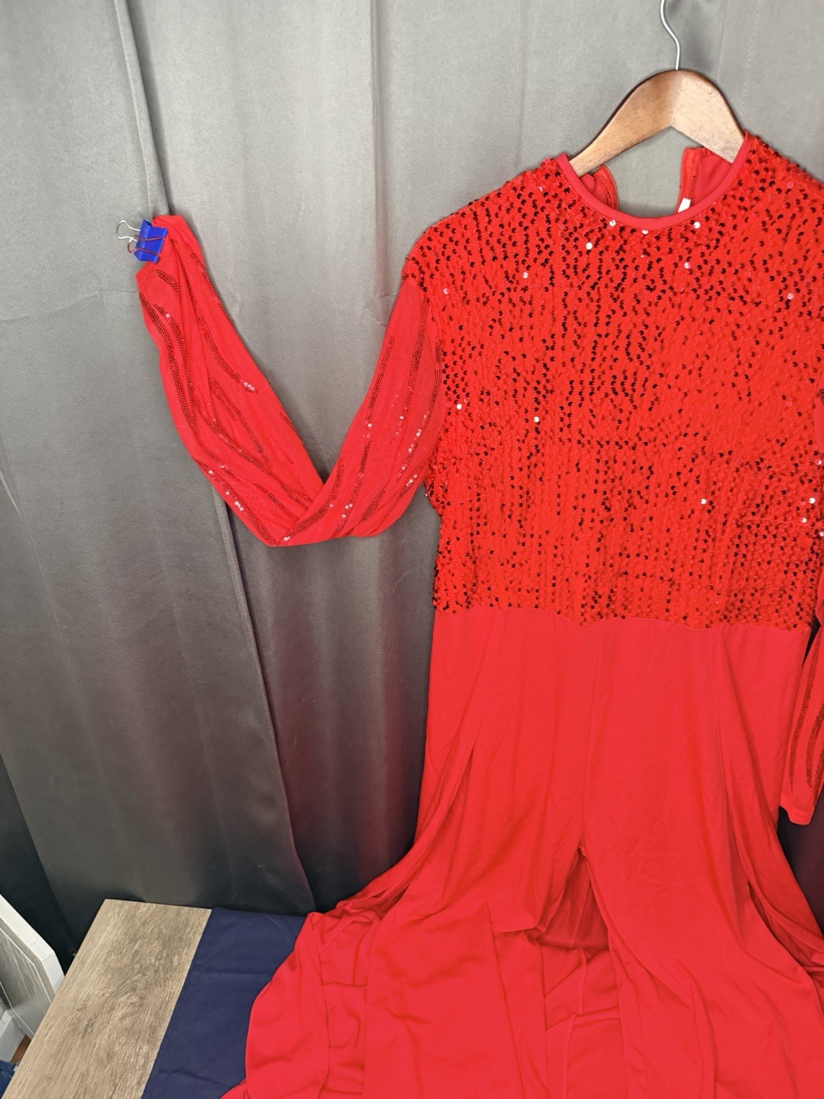 IWFEV Women Red Sequin Jumpsuit Overlay Romper High Waist Evening Party XXL