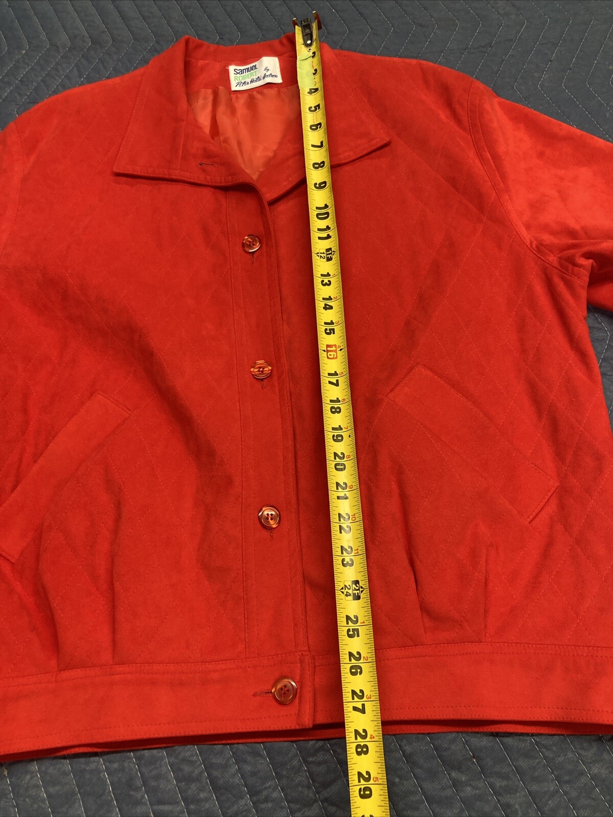 Vtg Samuel Robert by Peter Hatsi Androu Ultra Suede 14 Jacket Red Quilted Bomber