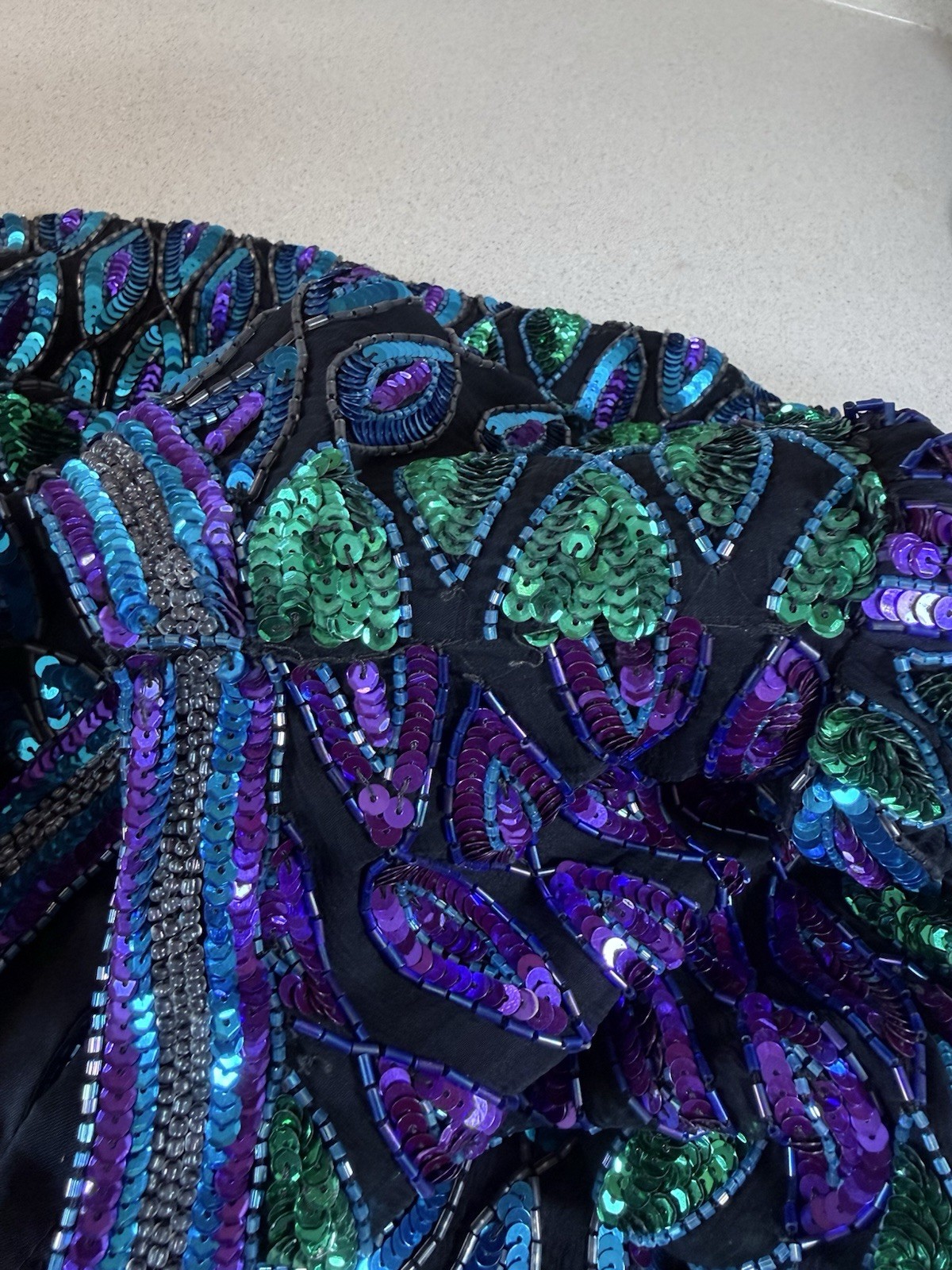 vtg 1980s Laurence Kazar New York sequin and beaded evening cardigan jacket Lg